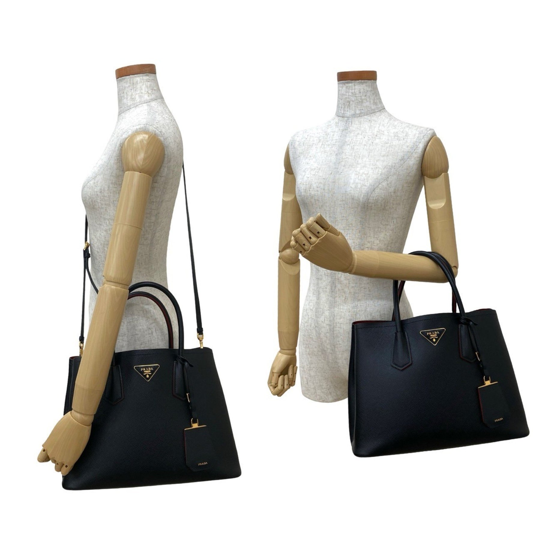 PRADA Triangle Logo Hardware Saffiano Leather Genuine Handbag Tote Bag Shoulder