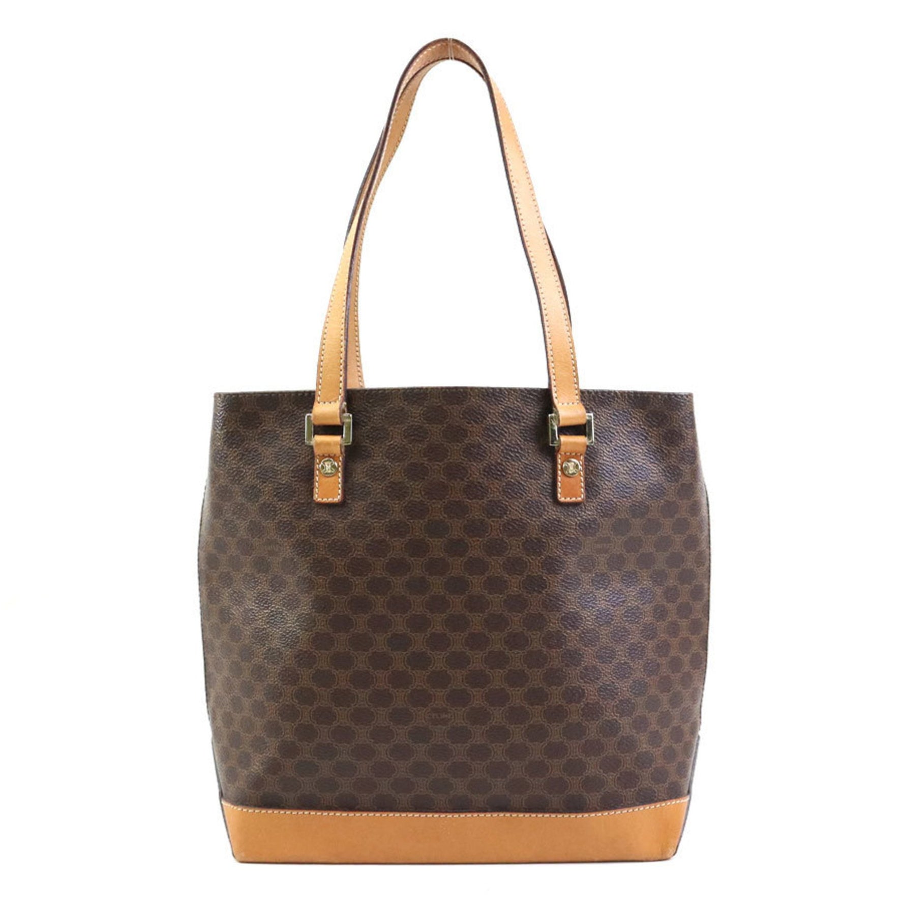 CELINE Shoulder Bag Tote Macadam Leather Gold