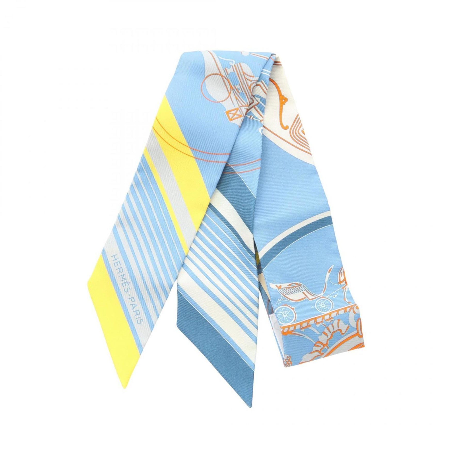 Hermes Hermès Twilly EX-LIBRIS Silk Scarf in Multicolor Blue