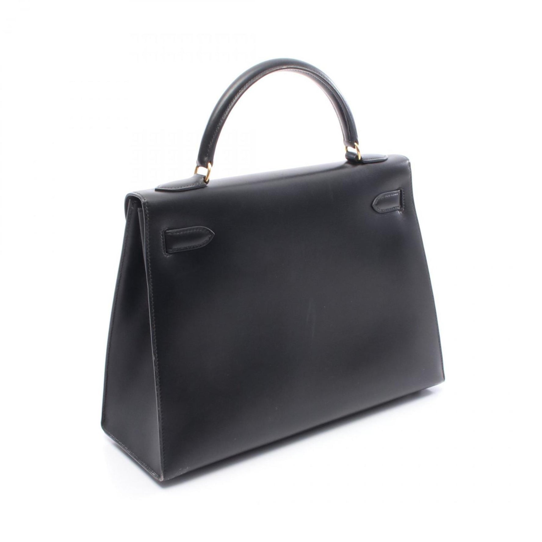 Hermes Hermès Kelly 32 handbag in calfskin box calf leather, black.