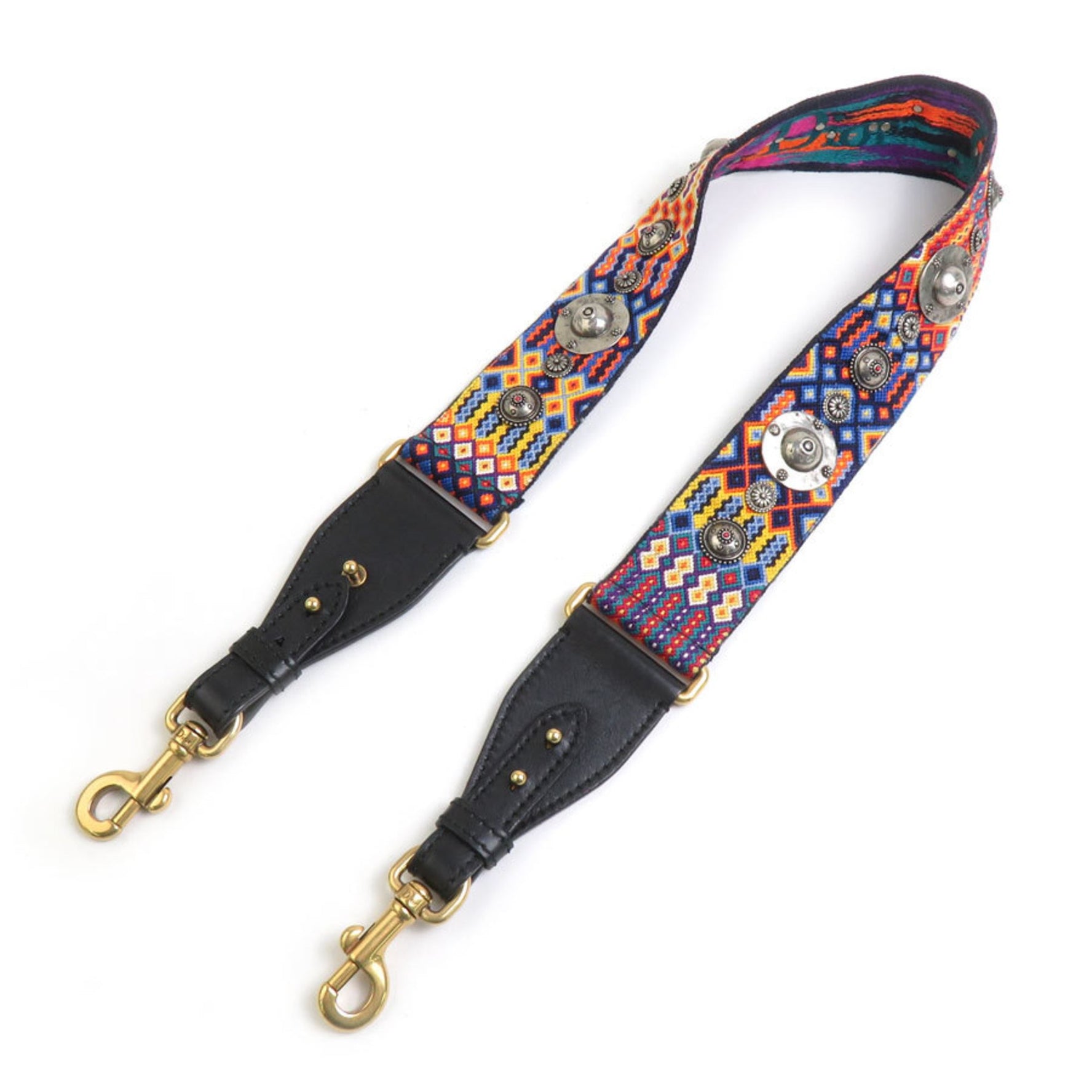 Christian Dior Shoulder Strap Canvas Metal Leather Multicolor