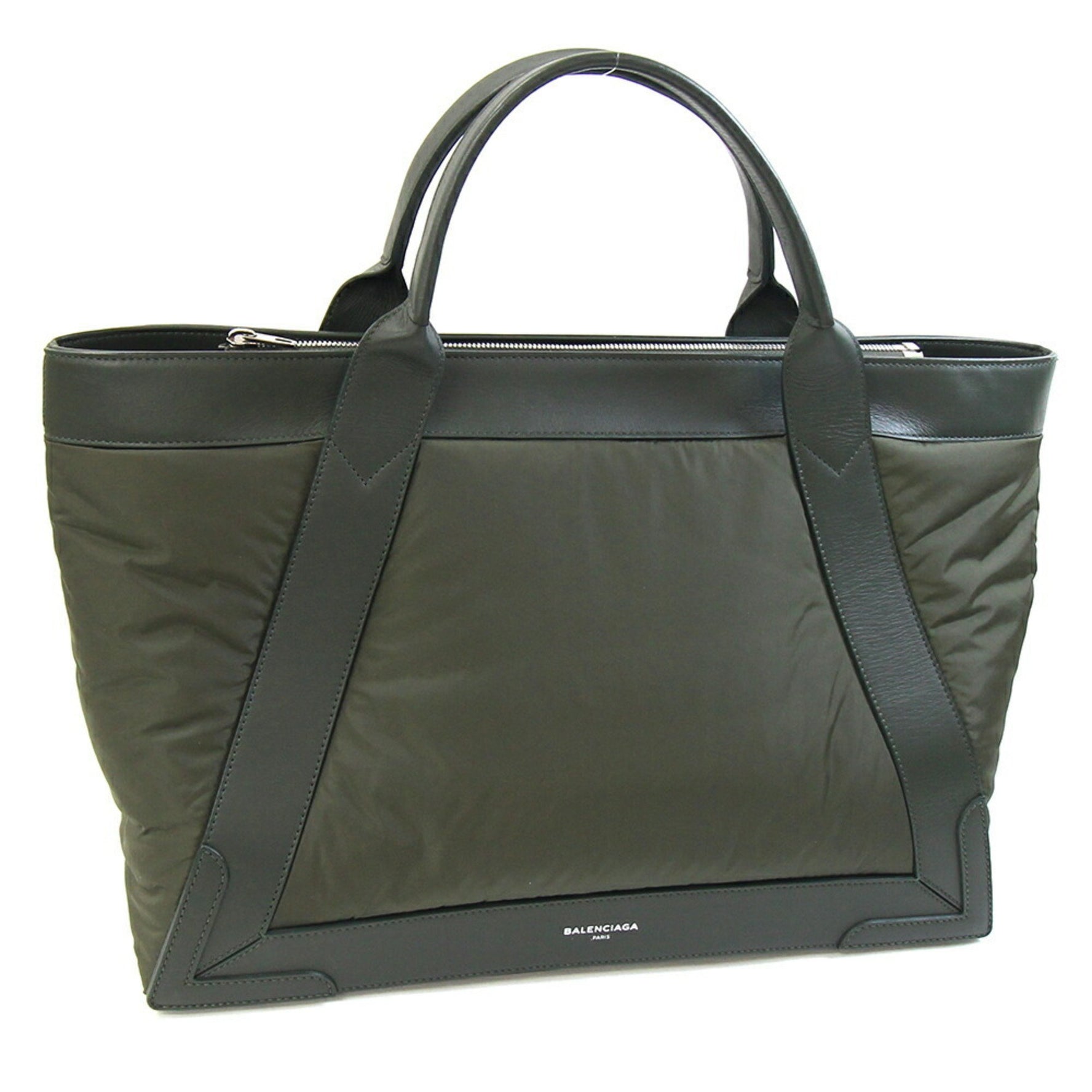 Balenciaga Handbag Navy Cabas M Nylon Leather Hand Tote Men's
