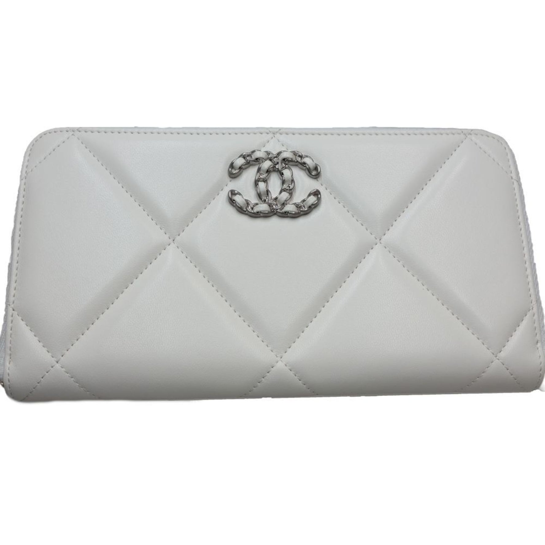 CHANEL 19 Round Zipper Matelasse CC Mark Long Wallet Leather