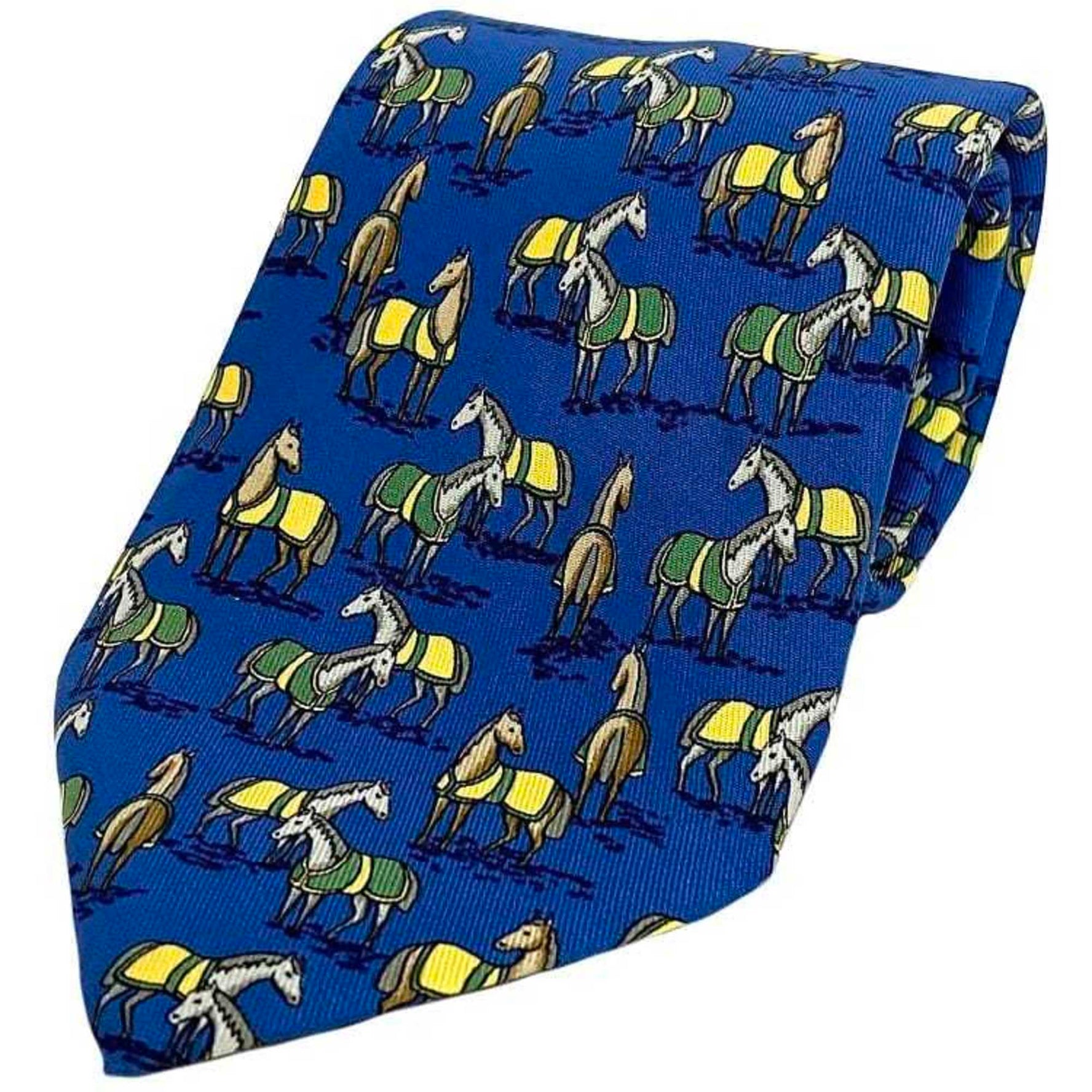 Hermes tie 100% silk horse animal