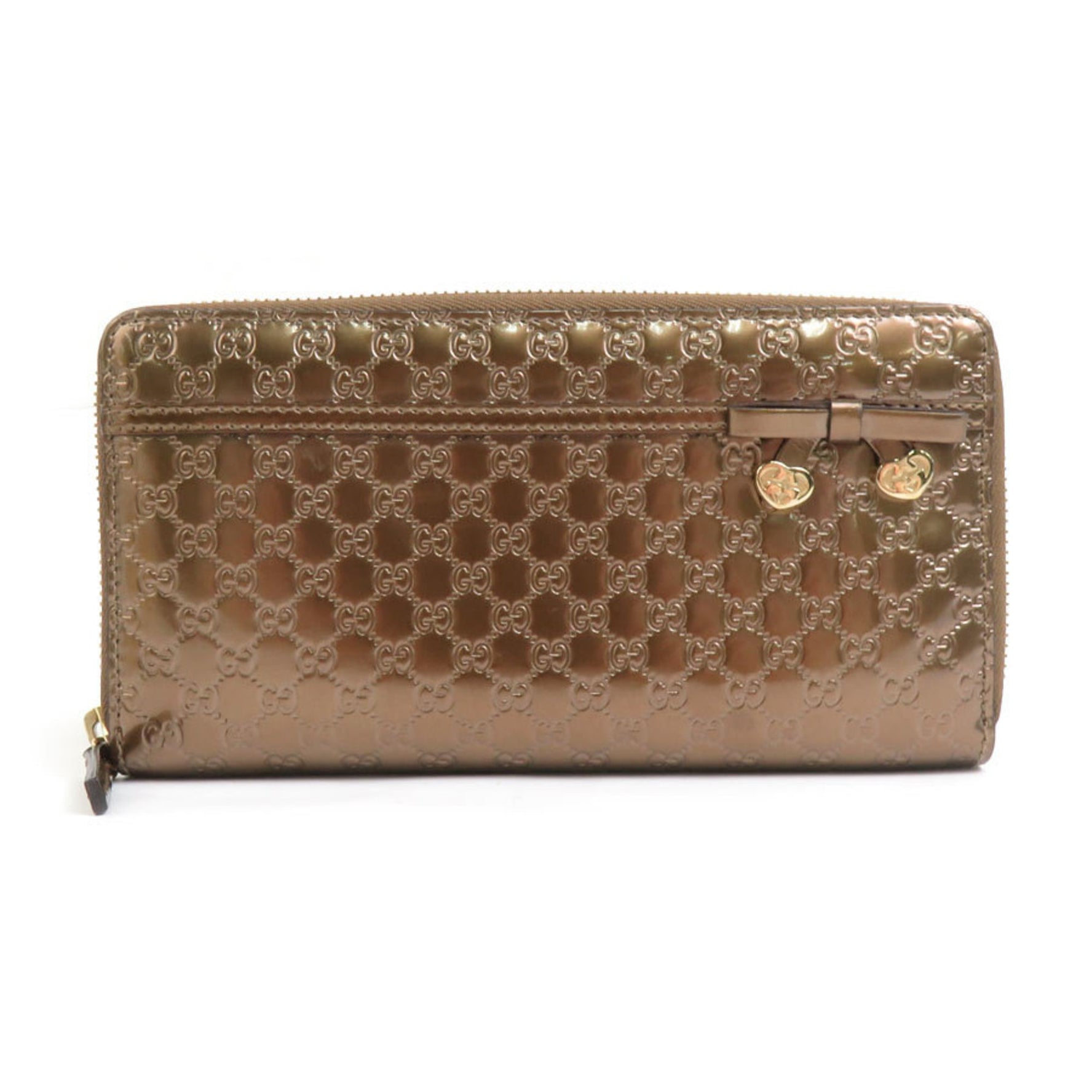 GUCCI Round Long Wallet Micro Guccissima Leather Gold