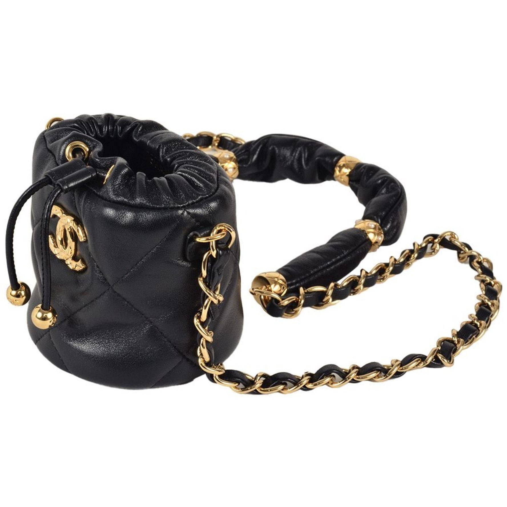 Chanel Coco Mark Chain Shoulder Pouch Bag Lambskin Pochette