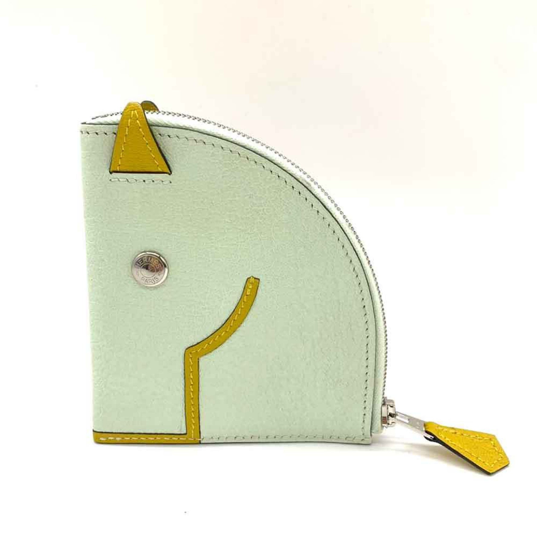 Hermes Wallet Paddock White x Yellow Wallet/Coin Case Coin Purse Horse Serie Chevre Leather