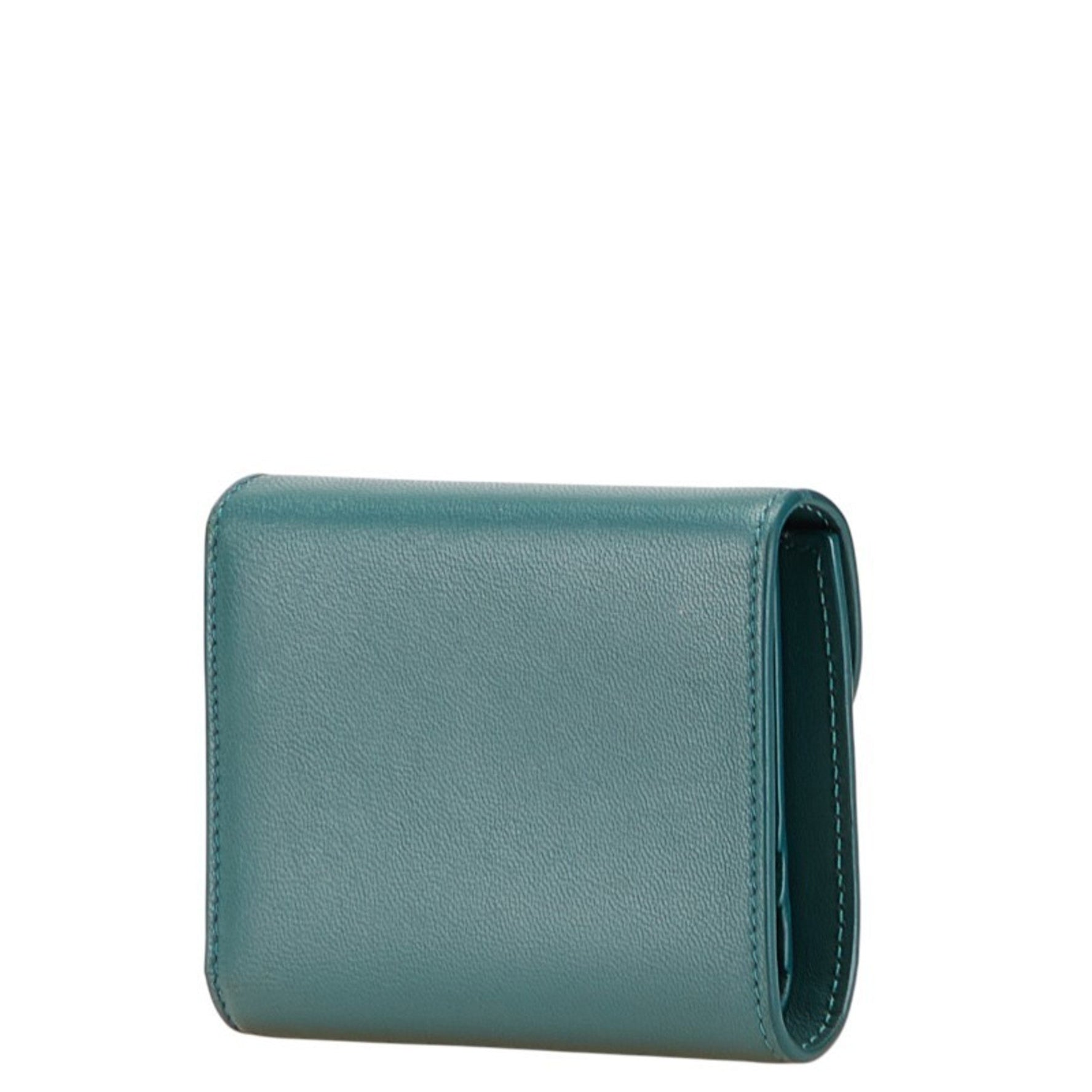 Celine Triomphe Small Bifold Wallet in Green and Blue Leather