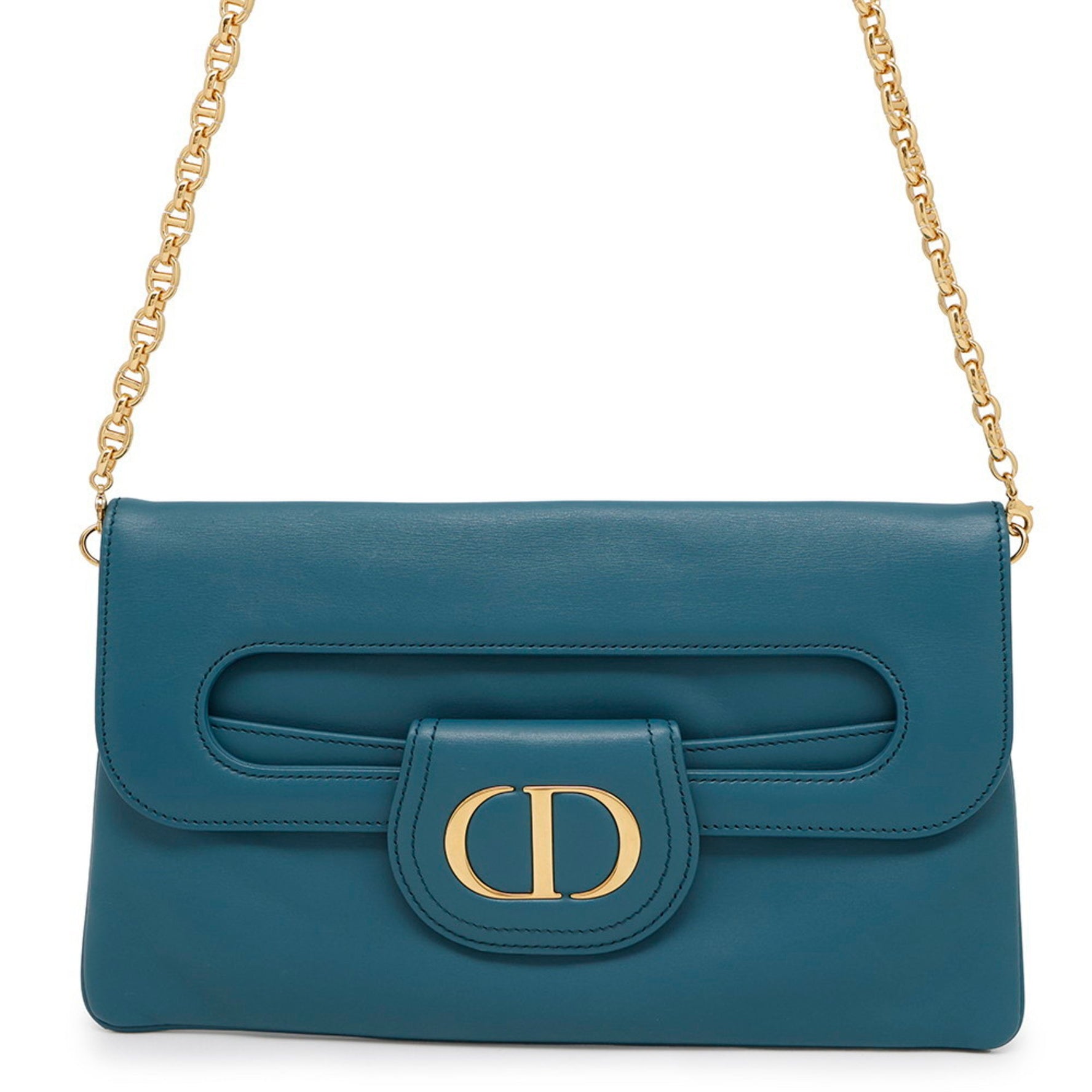 Christian Dior Chain Shoulder Bag DOUBLE Leather Clutch