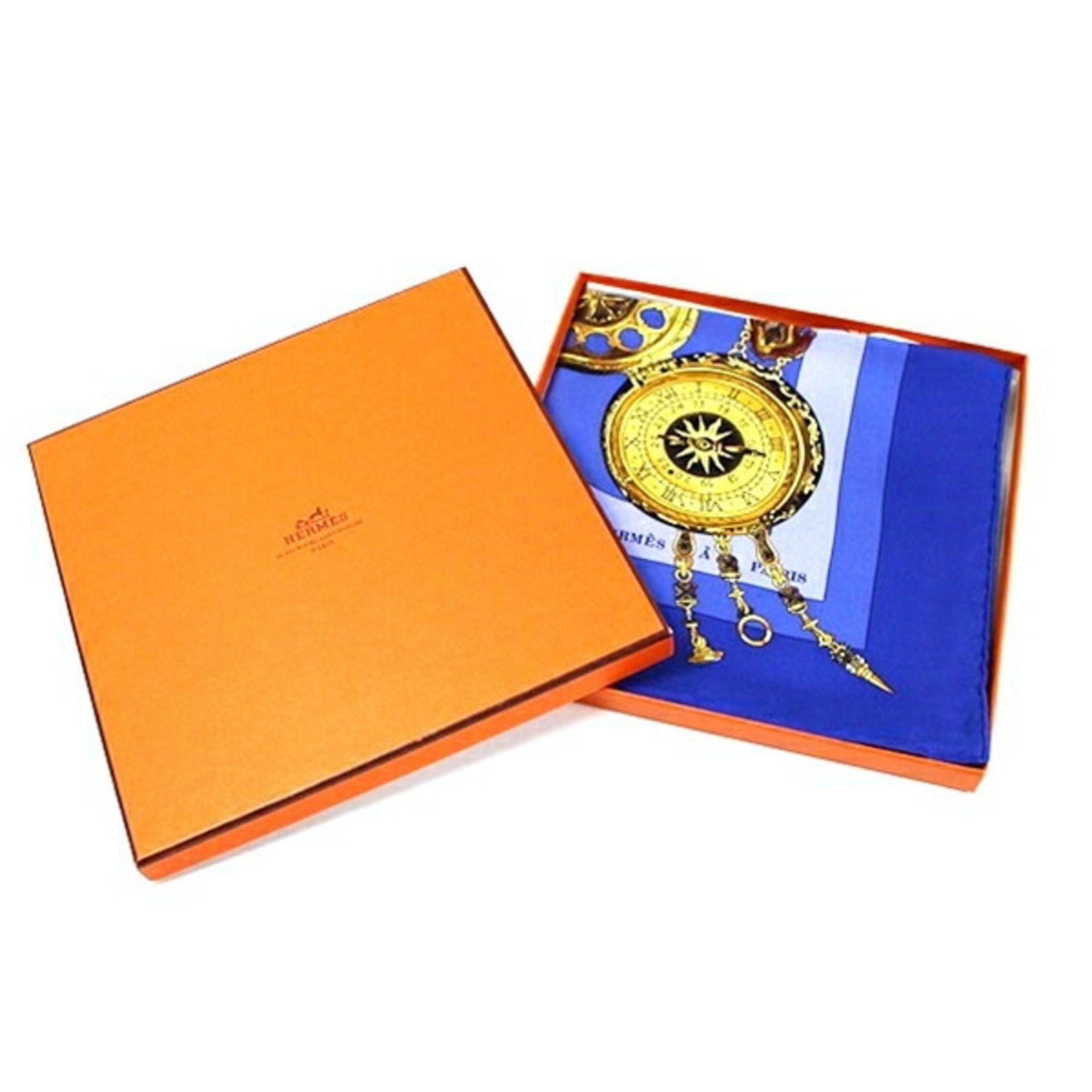 Hermes Silk Scarf Muffler Carre 90 Unused La Ronde des Heures of Time