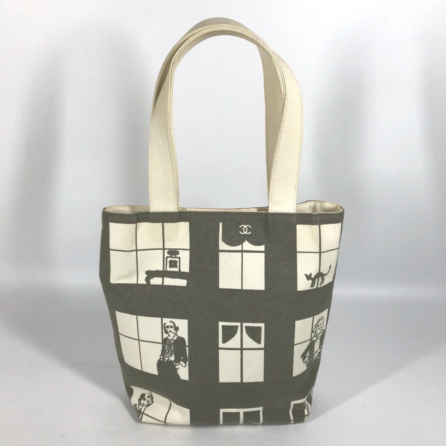 Chanel Windows line Tote Bag Shoulder Bag x White