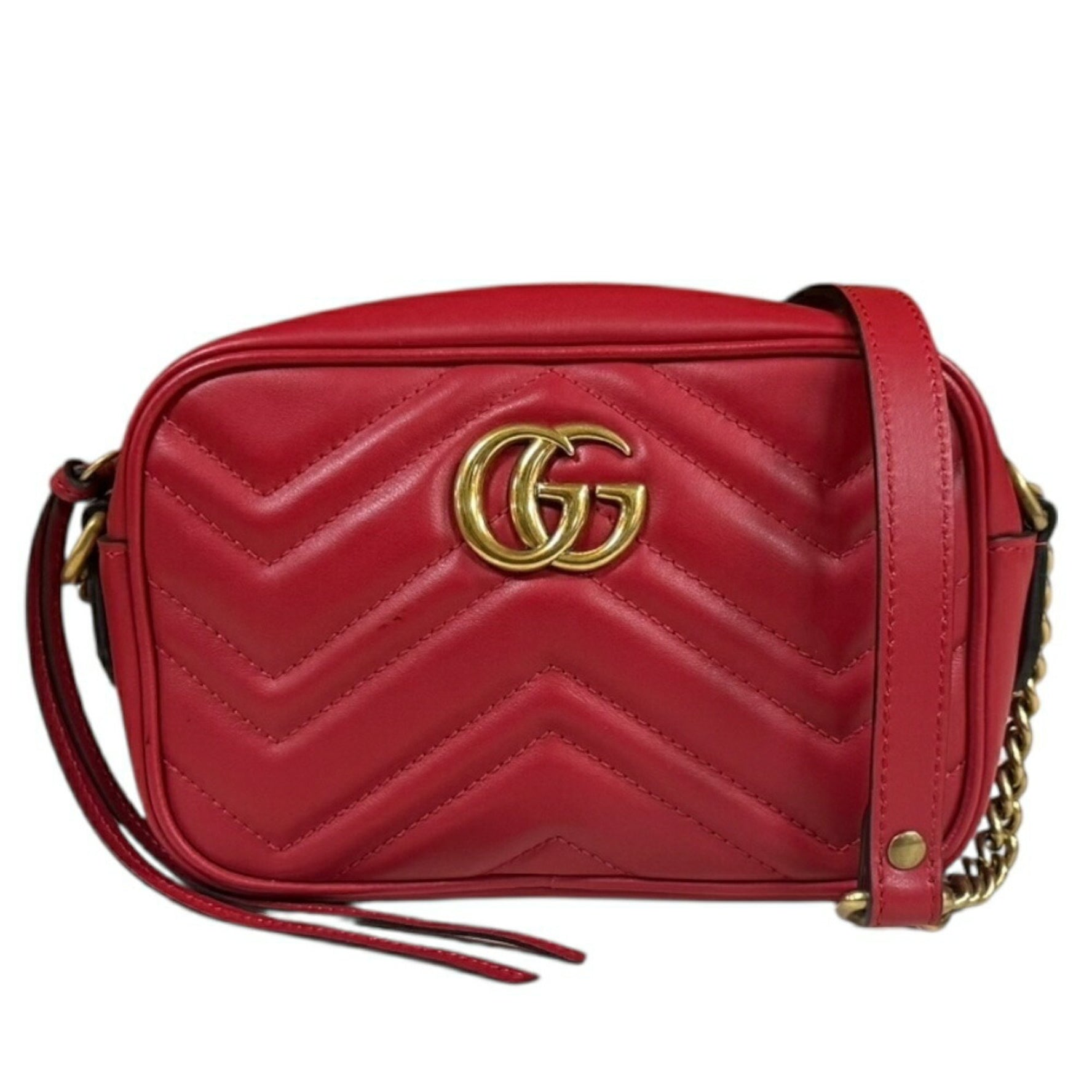 Gucci GG Marmont Shoulder Bag, Leather, Red