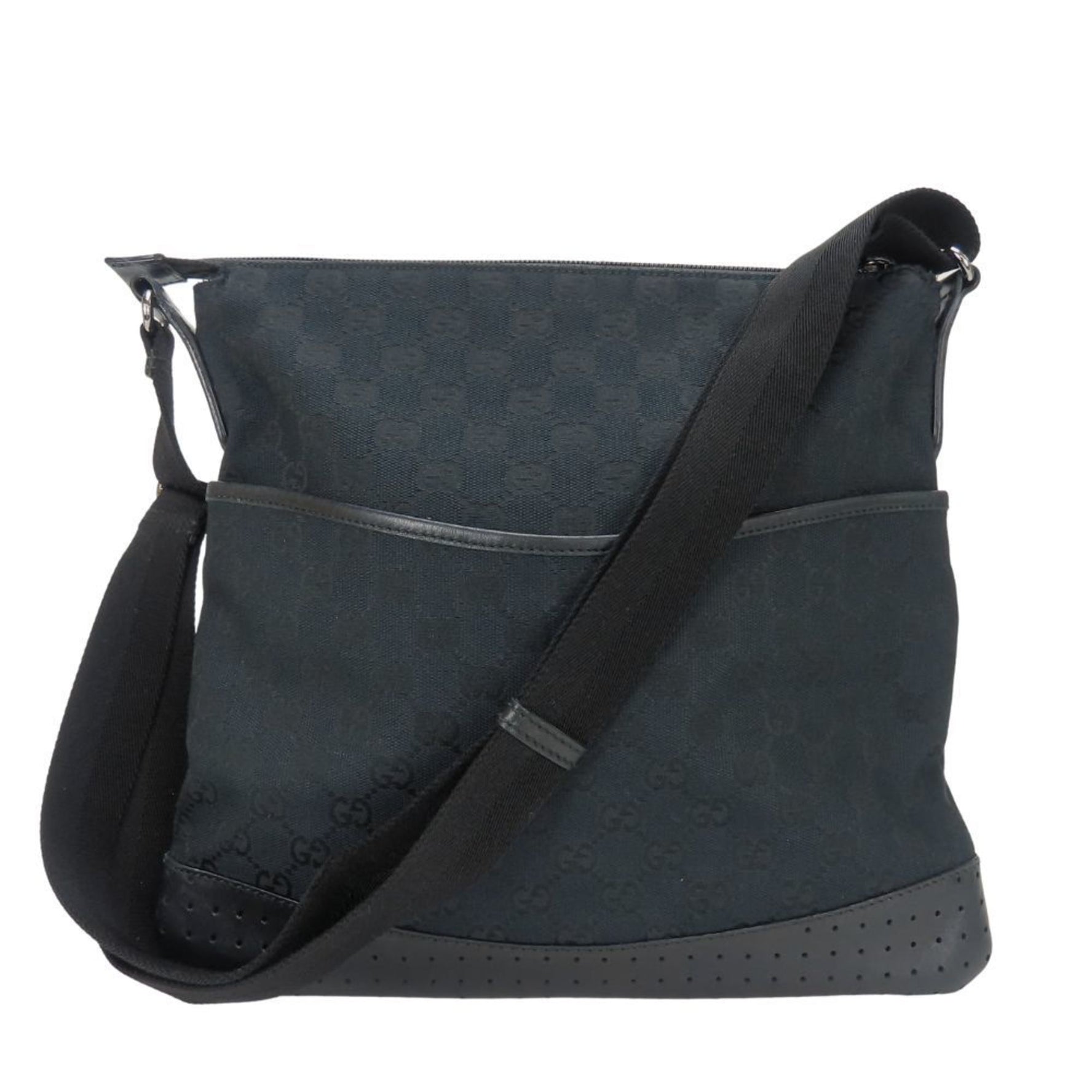 Gucci Shoulder Bag Perforated GG Canvas Leather