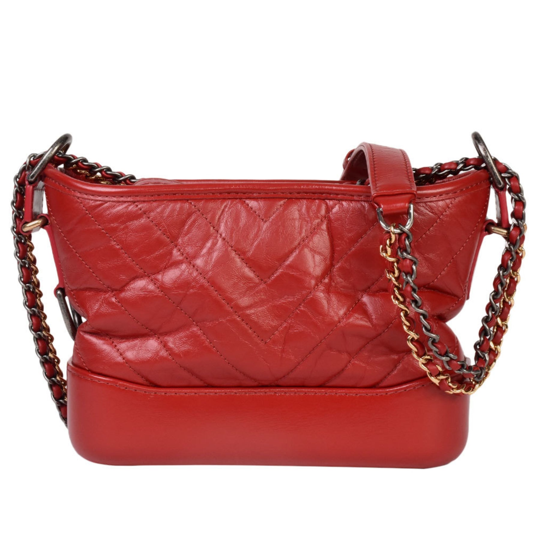 CHANEL Gabriel de Hobo Bag No. 27 V Stitch Red Calfskin Gold/Chain Shoulder