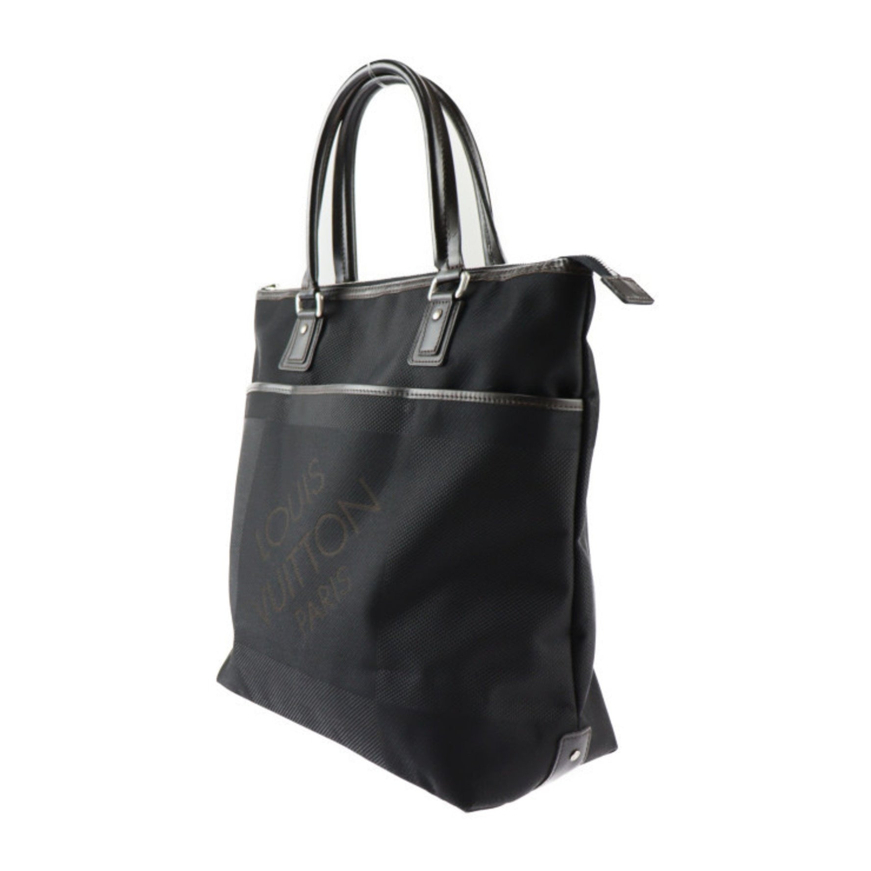 Louis Vuitton Cougar Tote Bag Damier Jean Canvas Leather Black Brown Silver Hardware Handbag