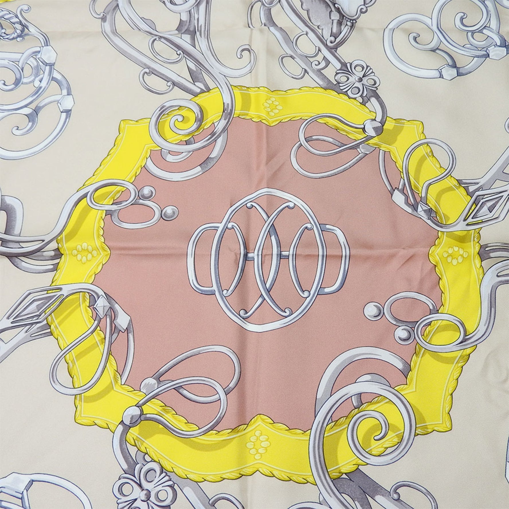 Hermes Carre 90 Scarf Silk Navy Ice Blue Yellow LIFT PROFILE