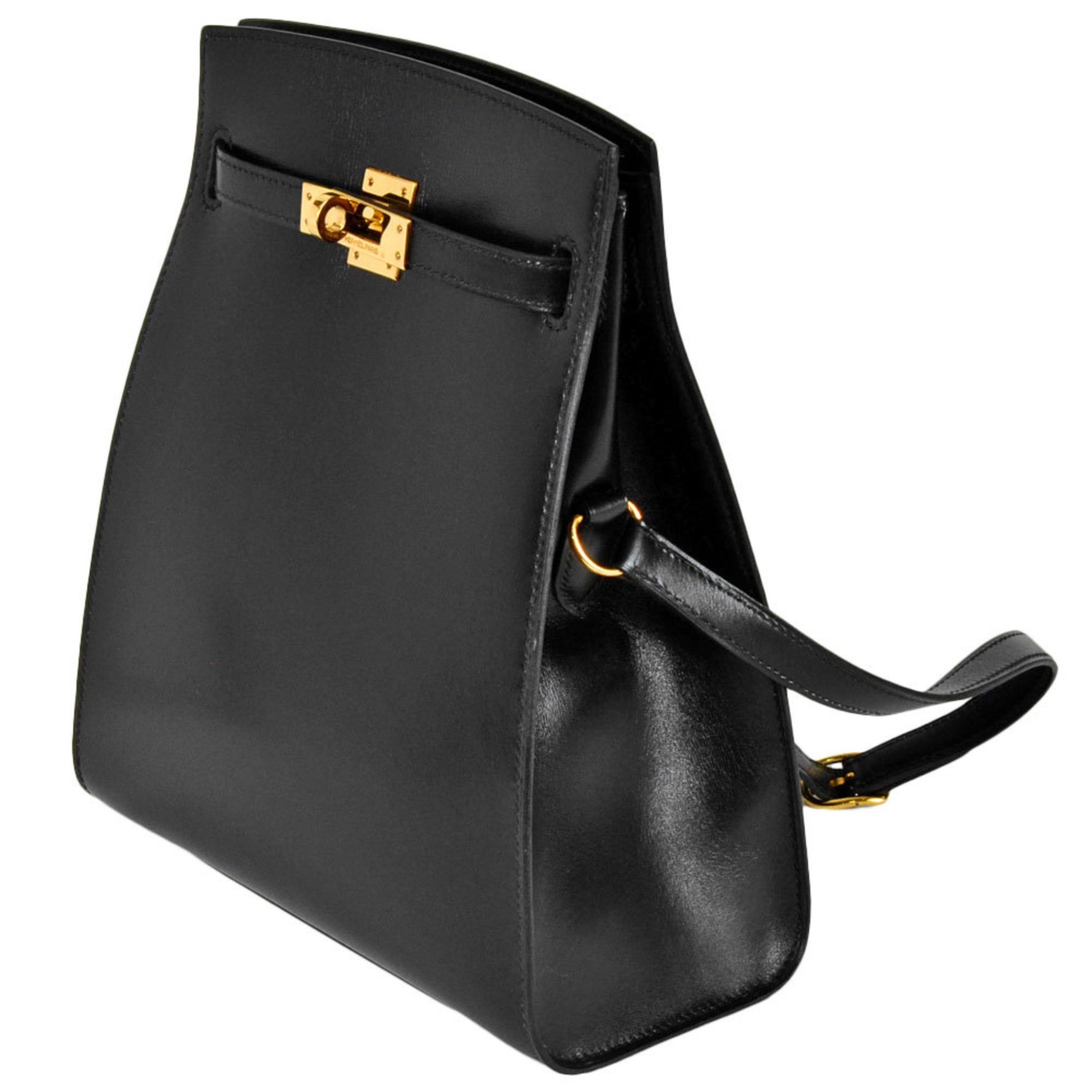 Hermes Kelly Sport PM Outside Stitched Shoulder Bag Box Calf 〇U Stamp Noir