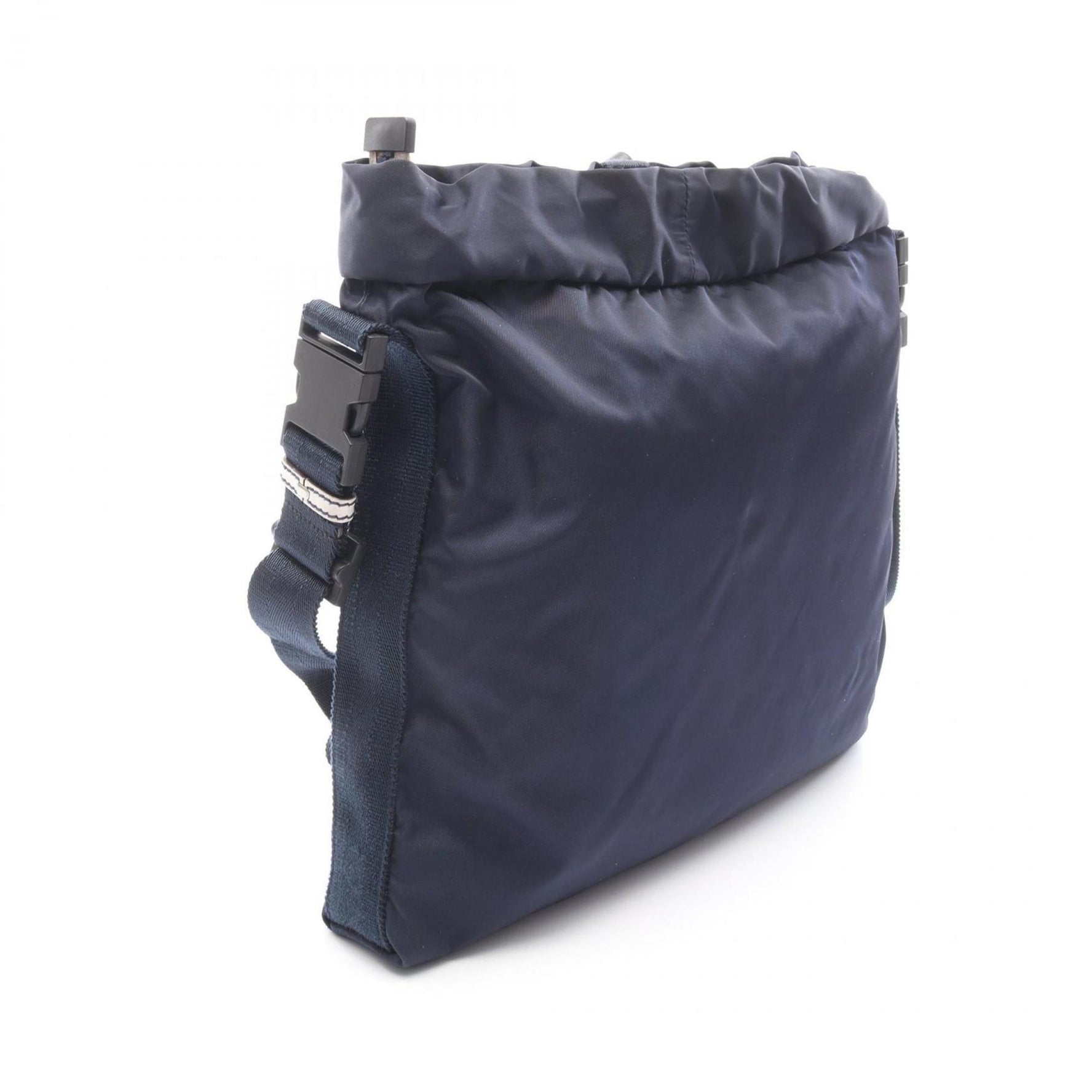 Gucci Crest Shoulder Bag, Nylon and Leather, Navy White