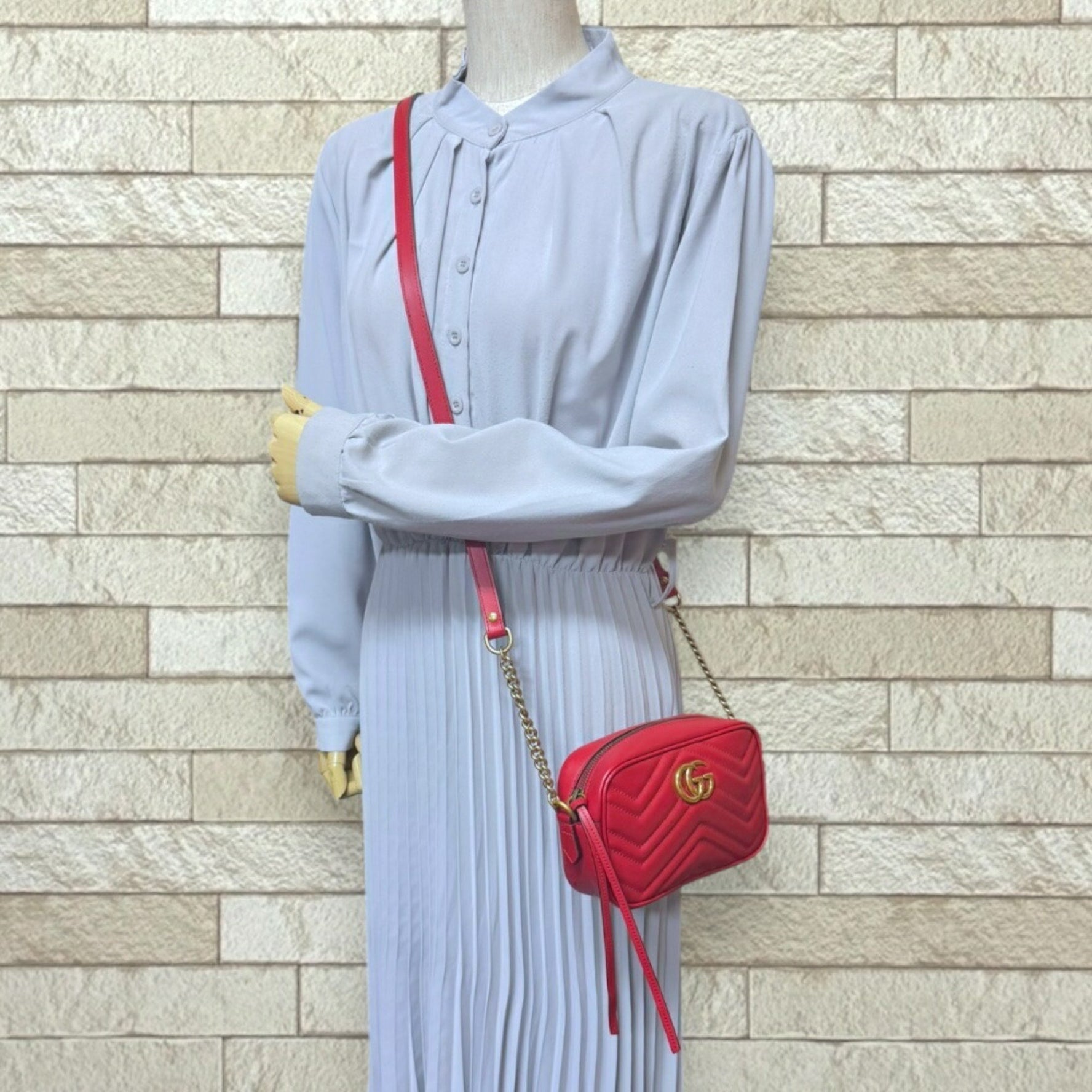 Gucci GG Marmont Shoulder Bag, Leather, Red