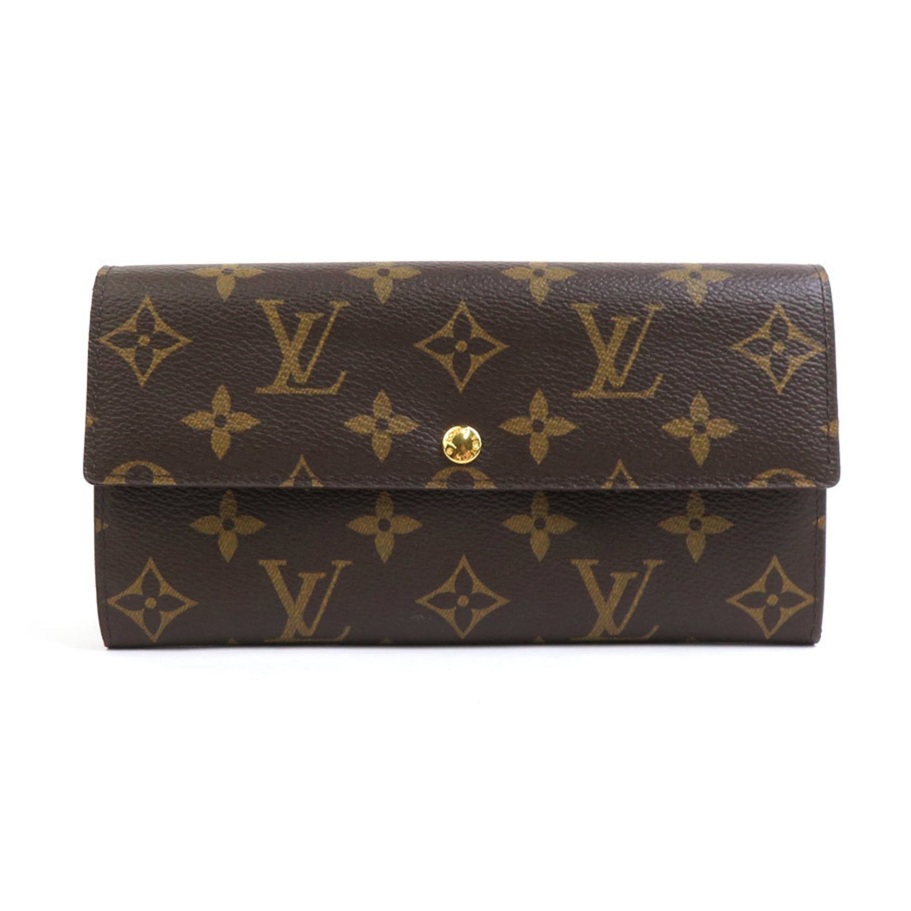 Louis Vuitton Long Wallet Monogram Portefeuille Sarah Canvas Gold Men's