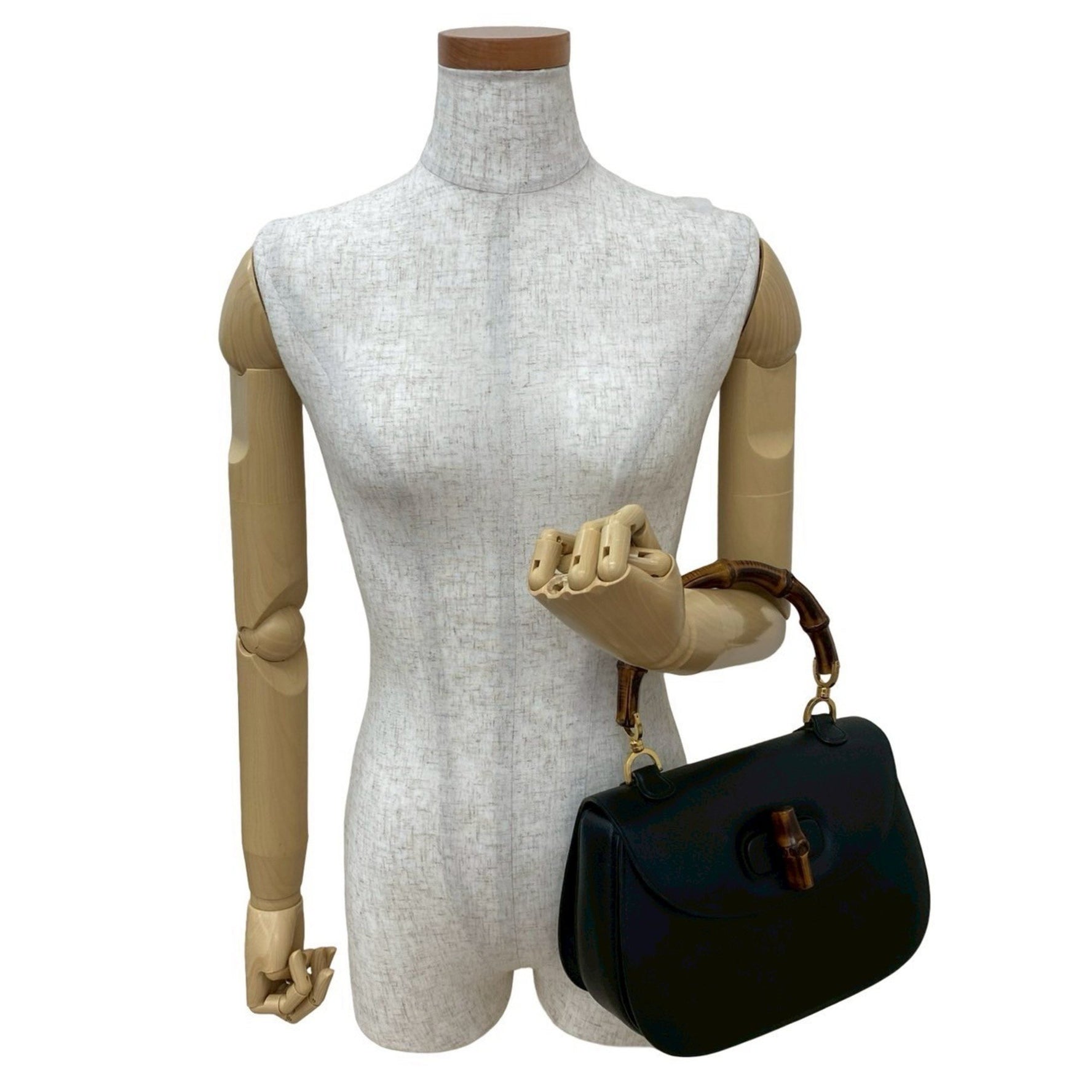 GUCCI Old Vintage Bamboo Leather Turnlock Handbag in 250-8