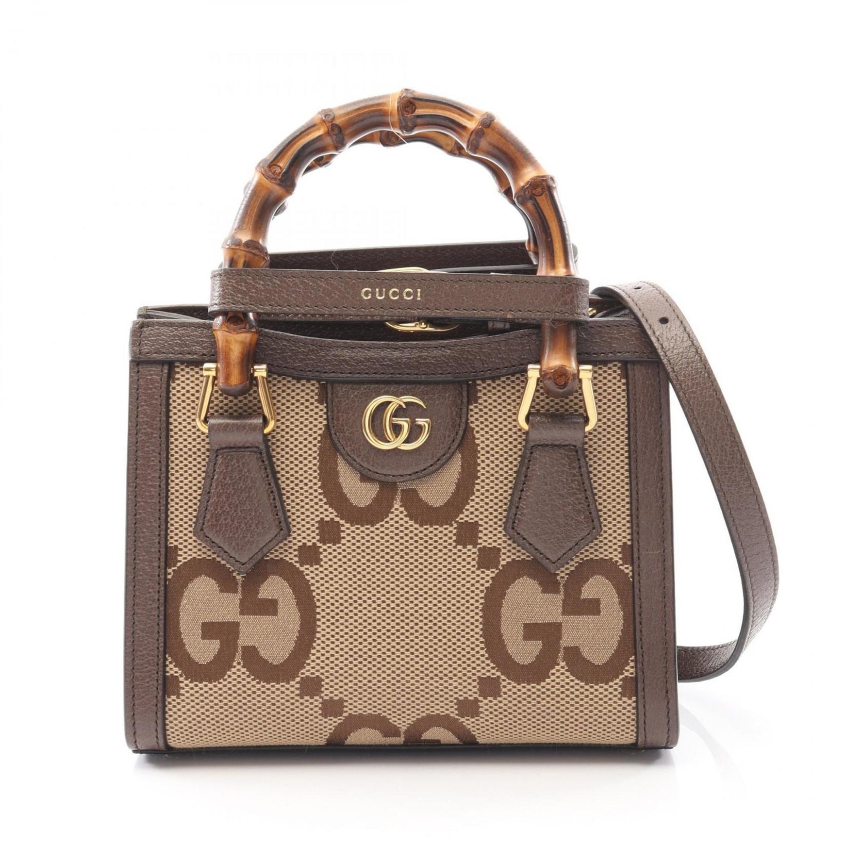 Gucci Diana Mini GG Marmont Handbag, Canvas and Leather, Beige Brown