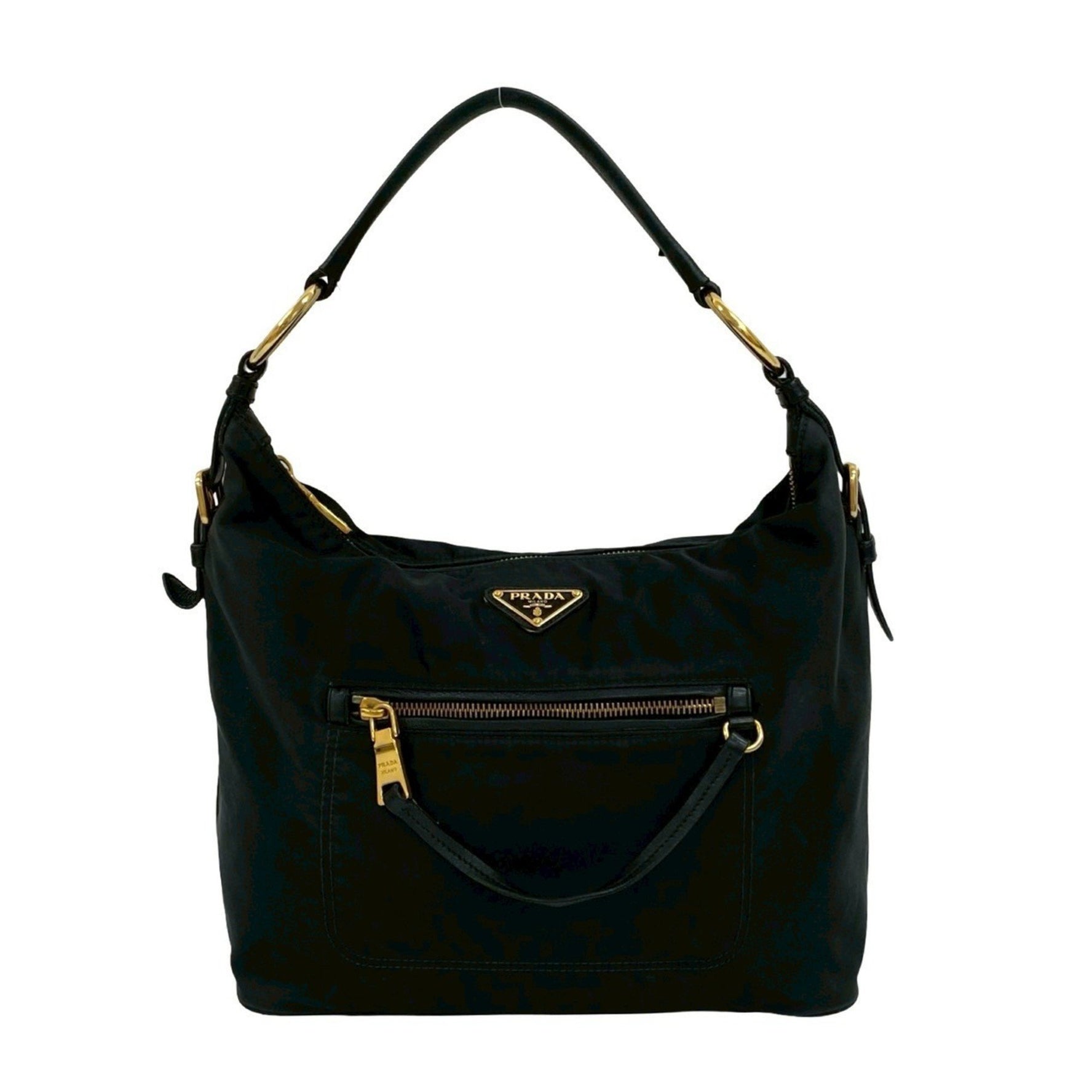 PRADA Triangle Logo Gold Hardware Nylon Leather One-Shoulder Bag/Semi-Shoulder Bag