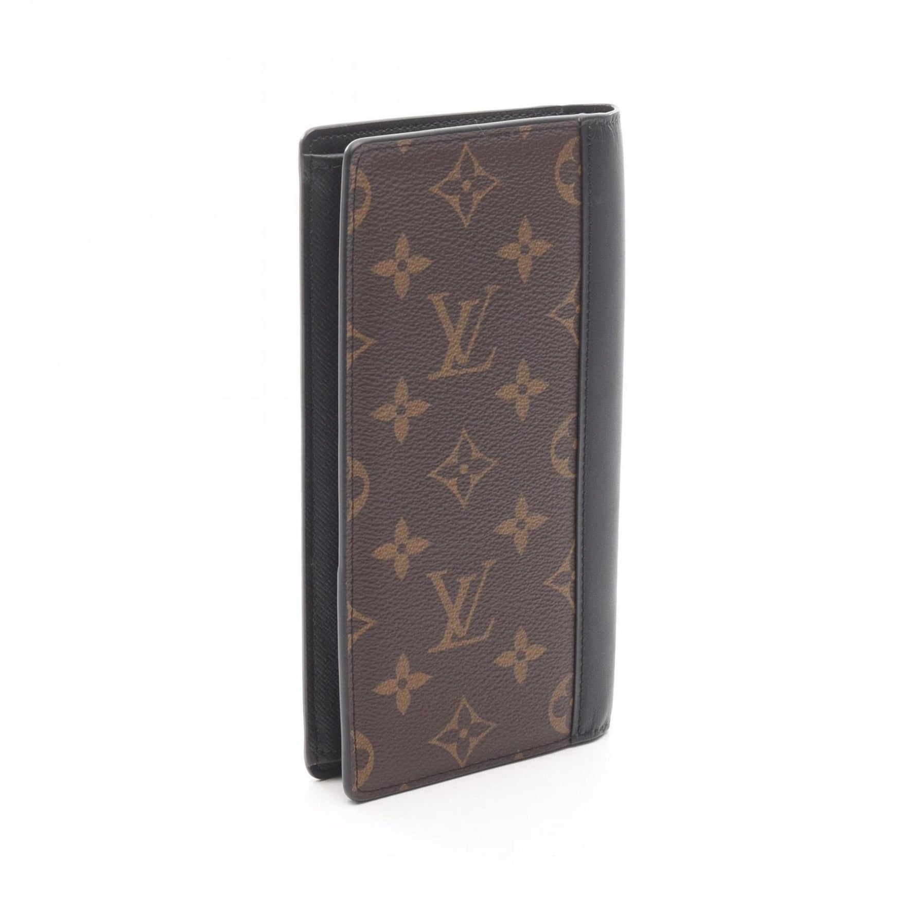 Louis Vuitton Portefeuille Brazza Bifold Long Wallet, Leather and Coated Canvas, Monogram Macassar, Brown Black