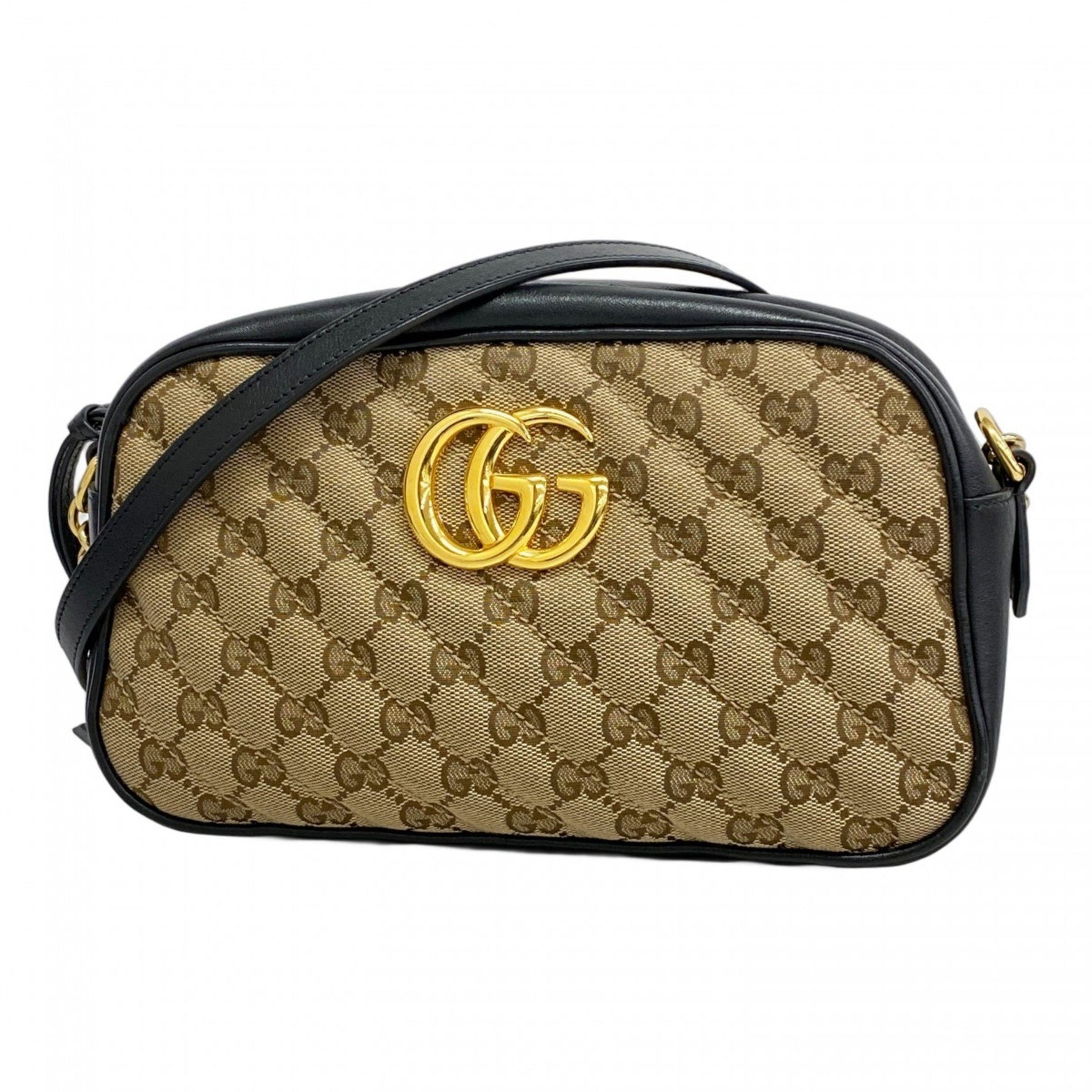 Gucci GG Marmont Shoulder Bag Canvas Brown Black