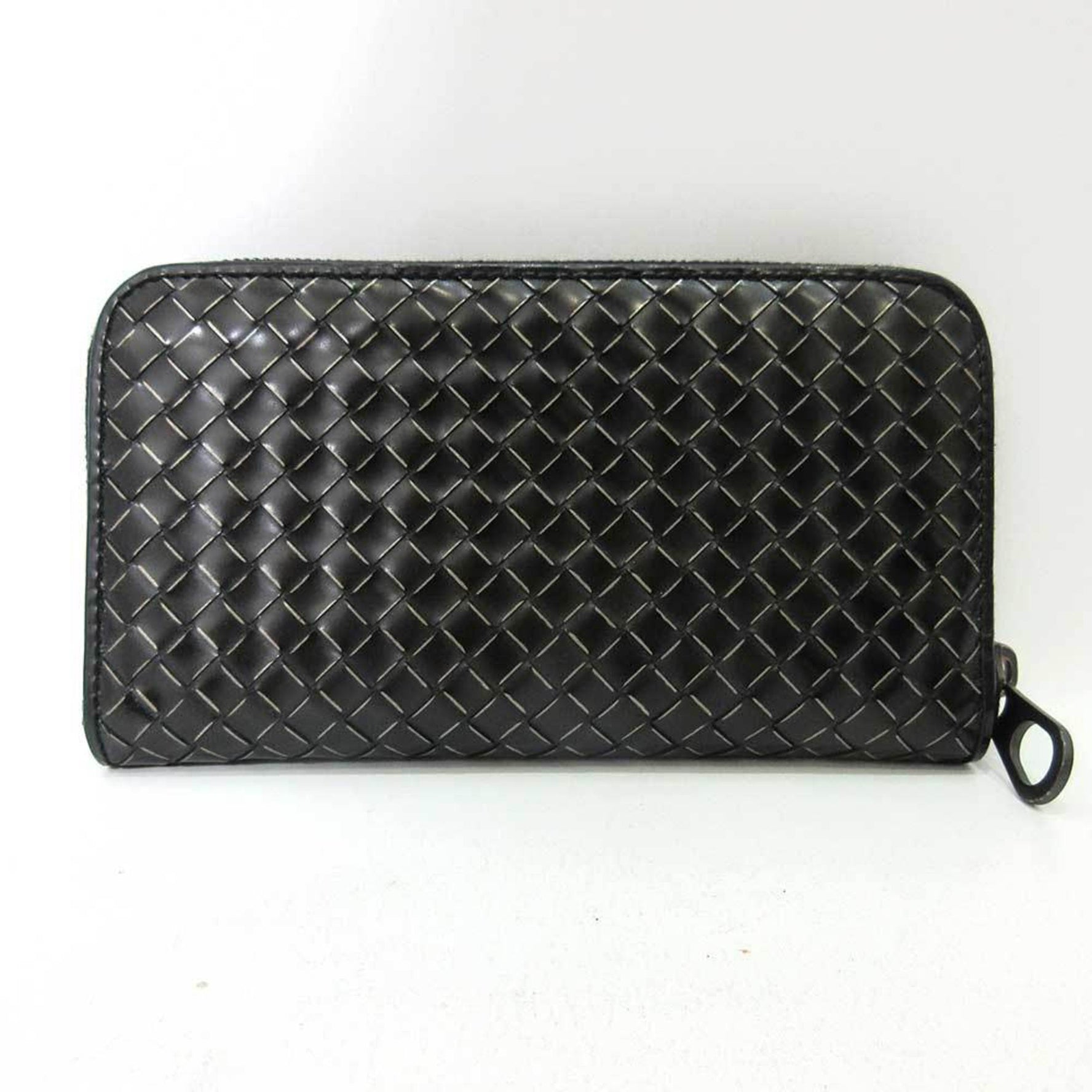 Bottega Veneta Wallet Long Round Zipper Intrecciato Men's Enamel x Leather BOTTEGAVENETA