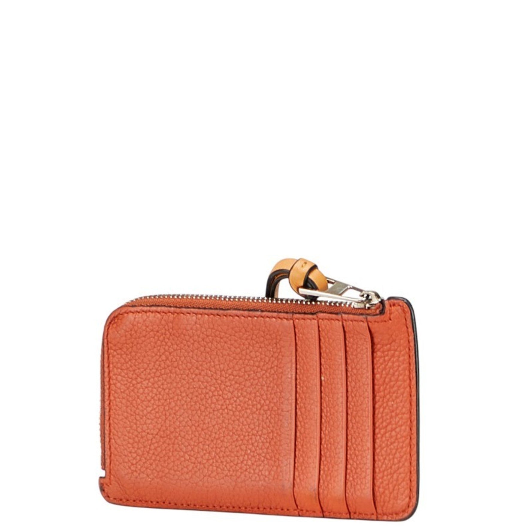 LOEWE Anagram Wallet/Coin Case, Orange/Red Leather