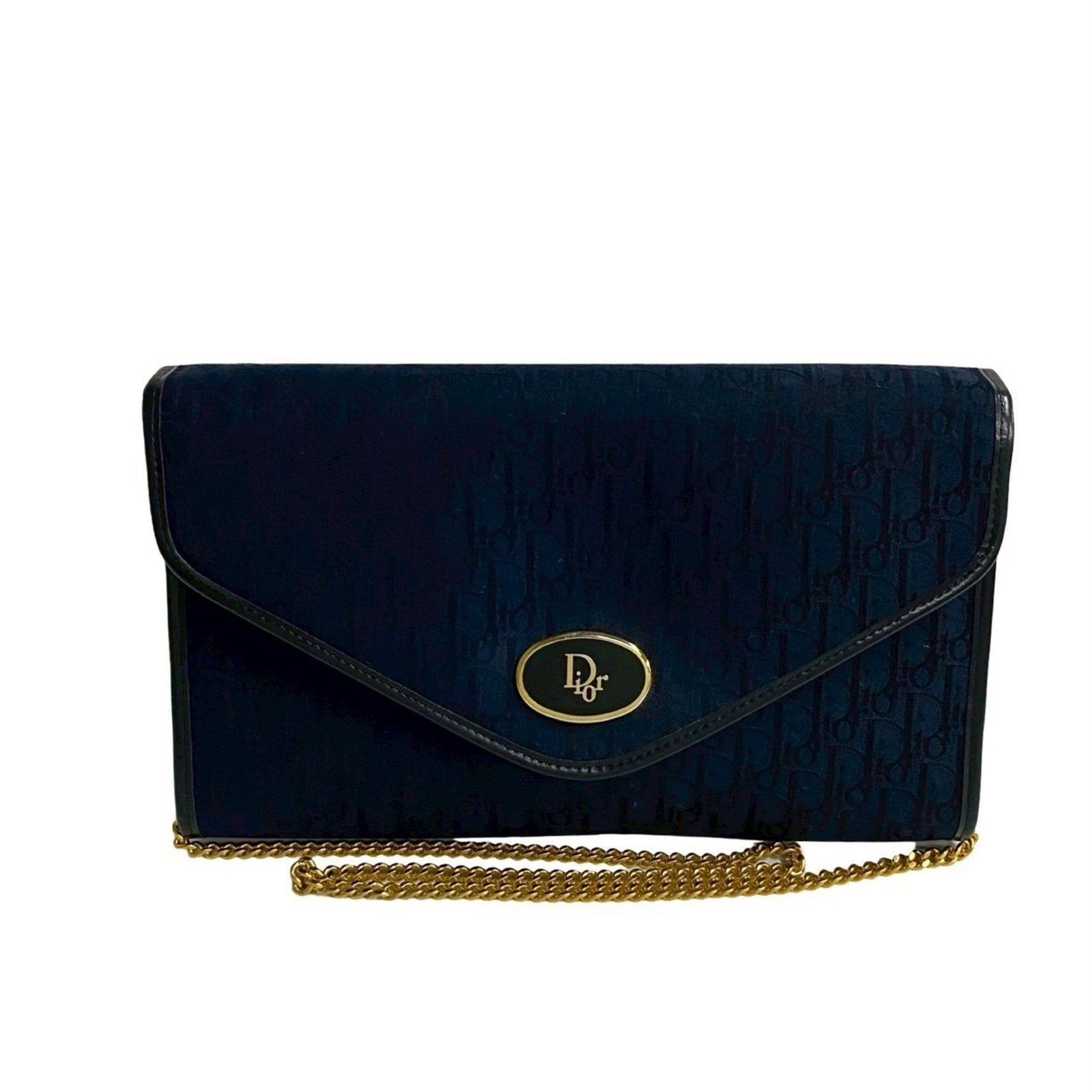 Christian Dior Logo Trotter Pattern Leather Nylon Canvas Shoulder Bag