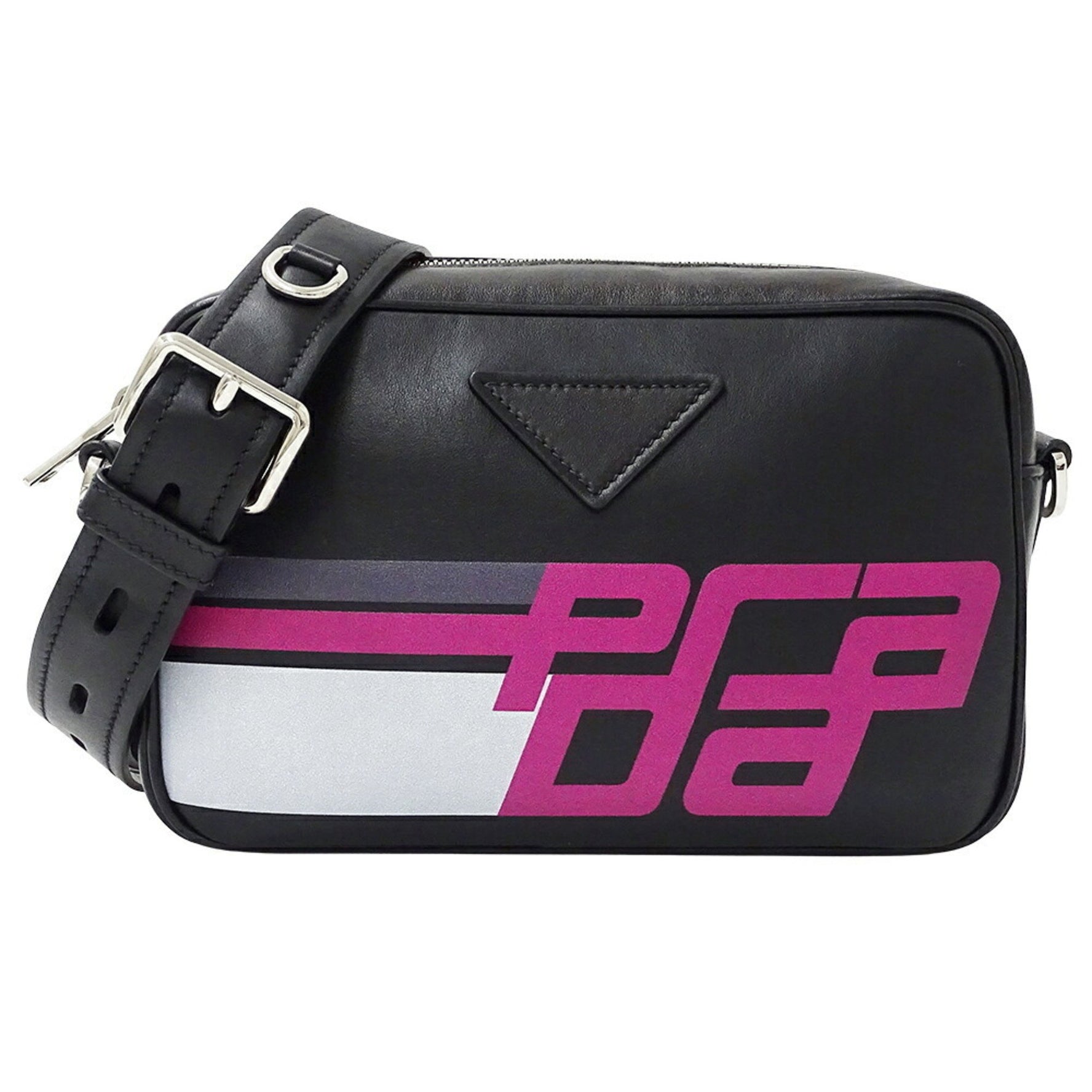 Prada Shoulder Bag Leather Black and Pink