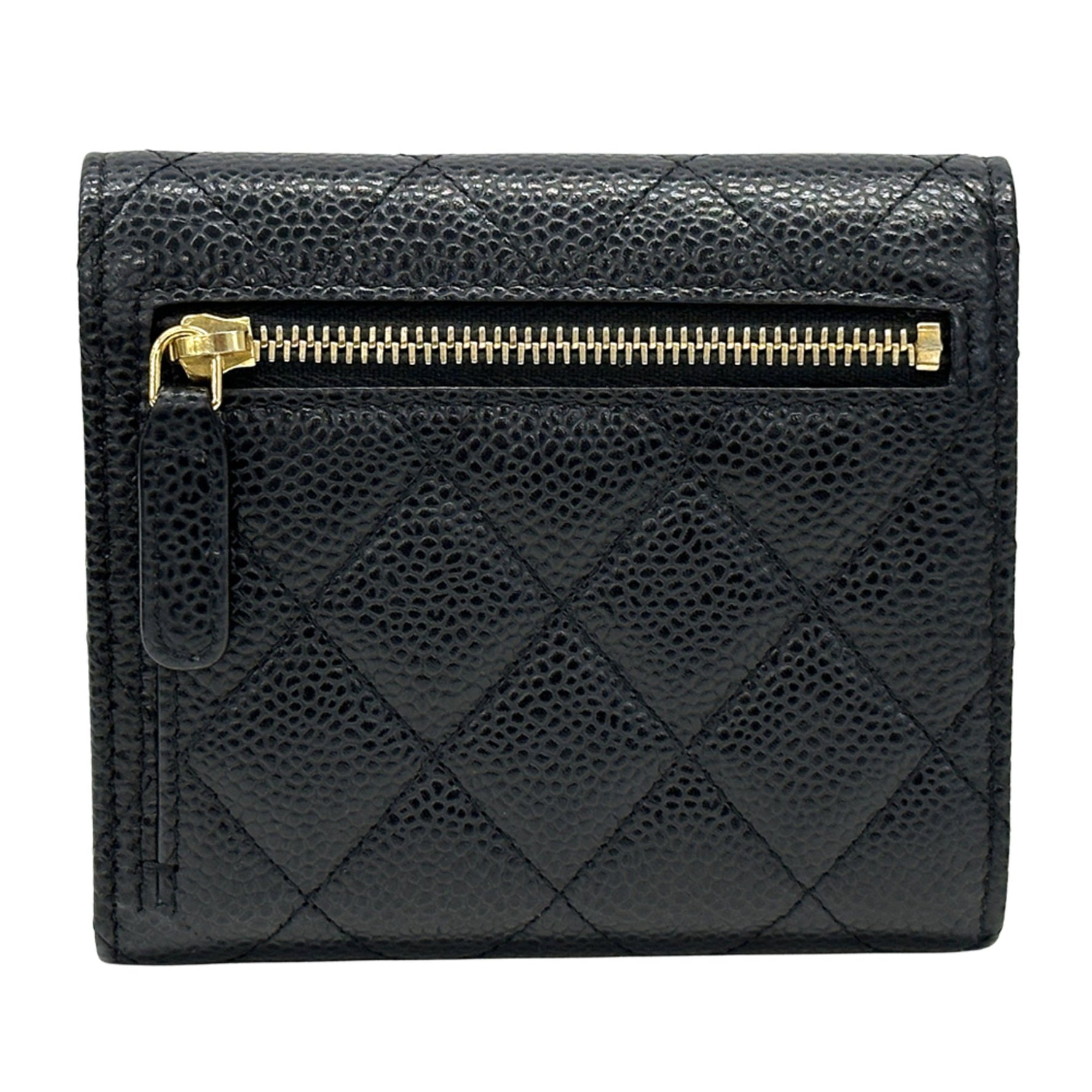 CHANEL Wallet, Brand Bifold Matelasse Caviar Skin, Gold Hardware, Quilted