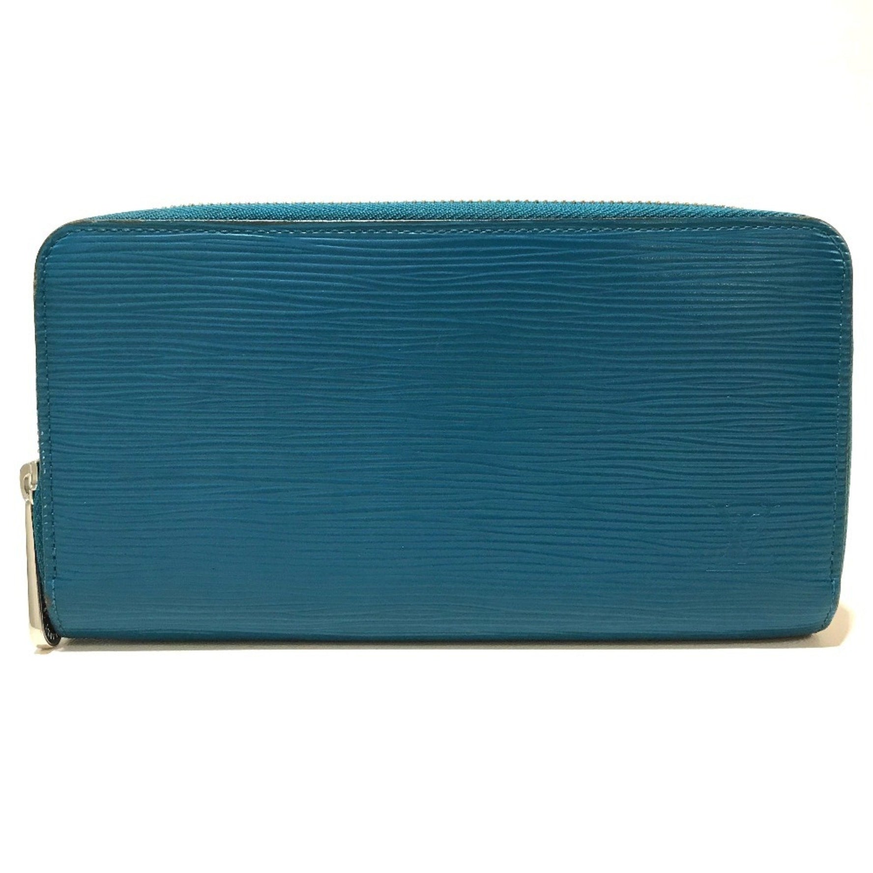 Louis Vuitton Epi Zippy Wallet Round Long Leather Men's Cyan Blue