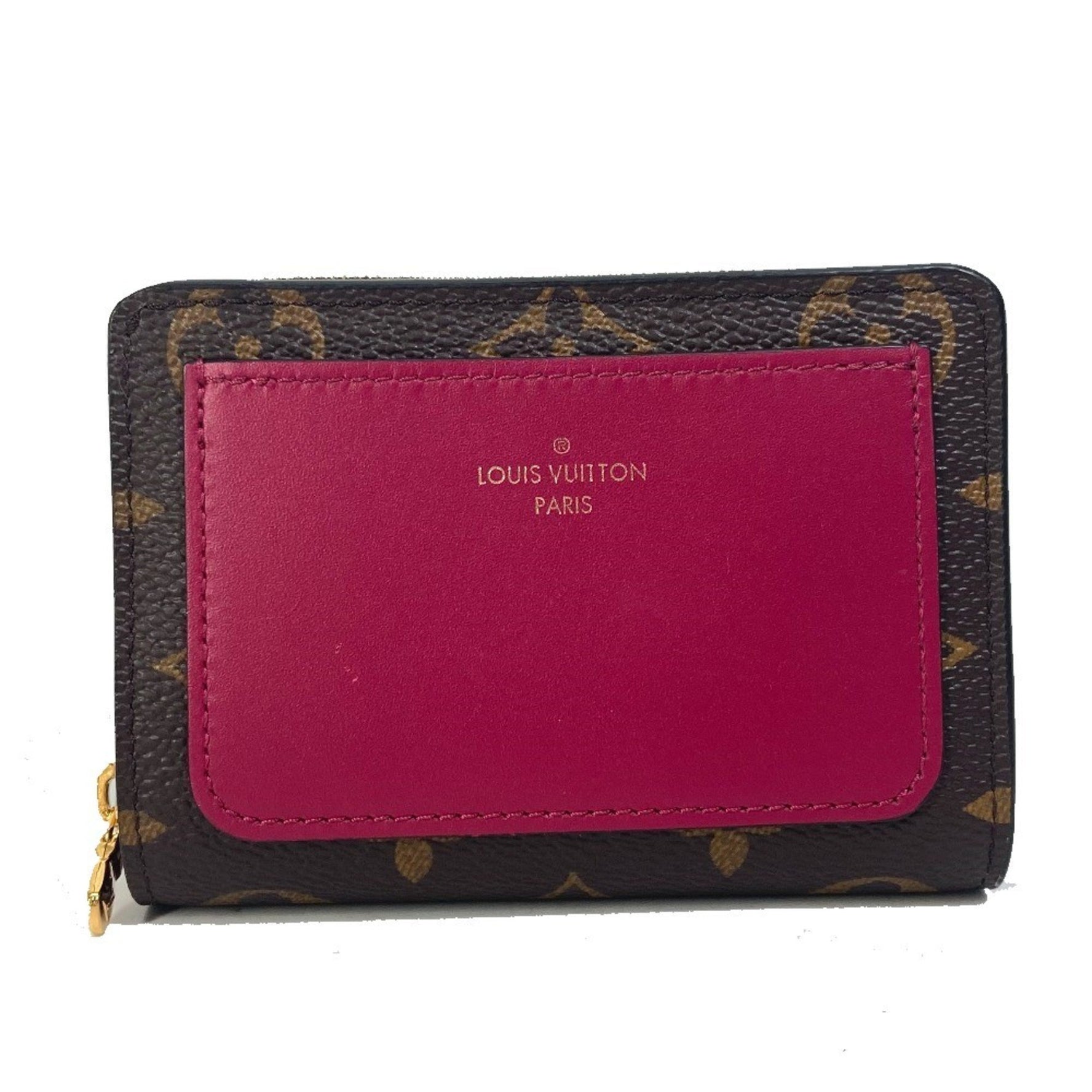 Louis Vuitton Monogram Portefeuille Lou Bifold Wallet in Canvas, Fuchsia Brown