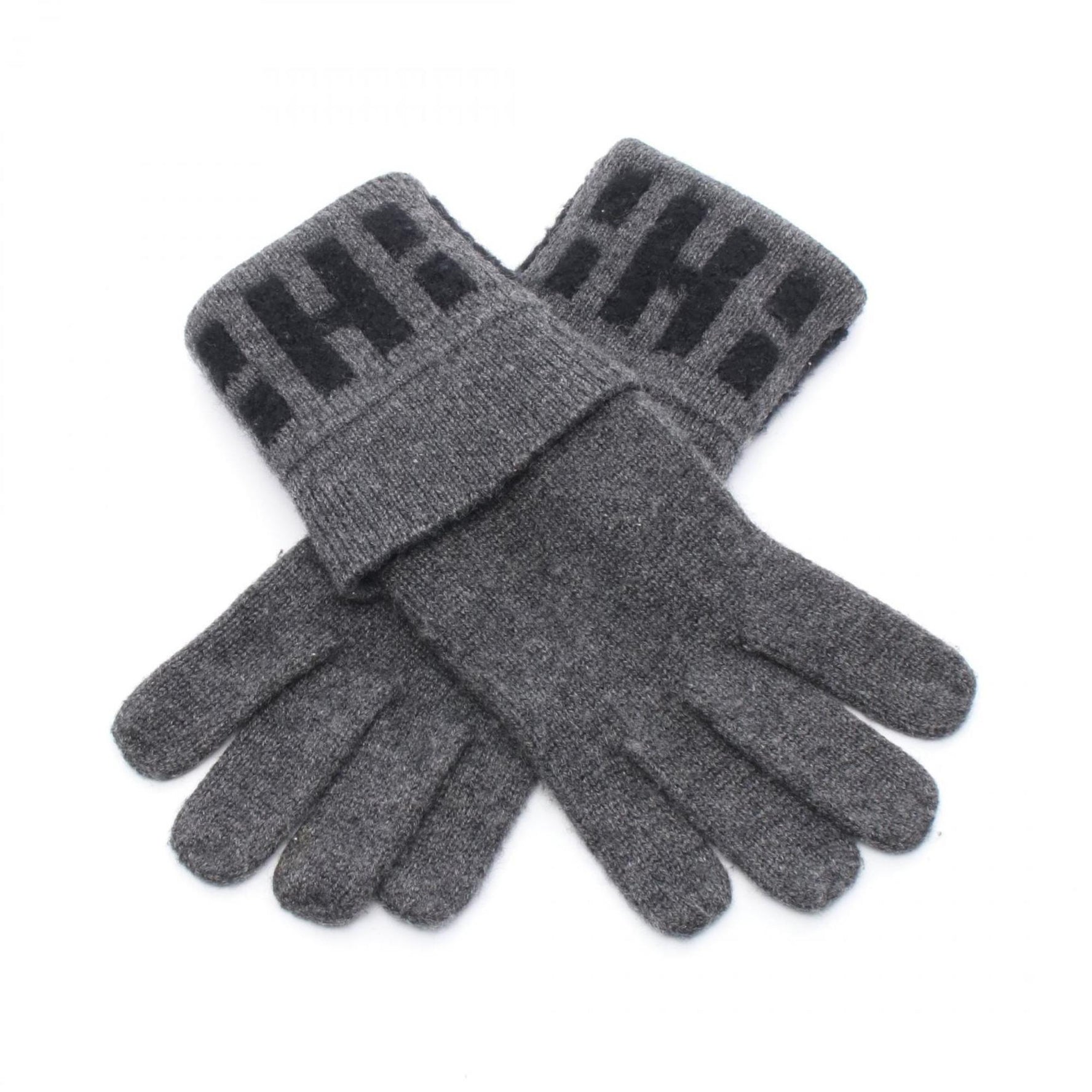 Hermes gloves, cashmere, gray and black