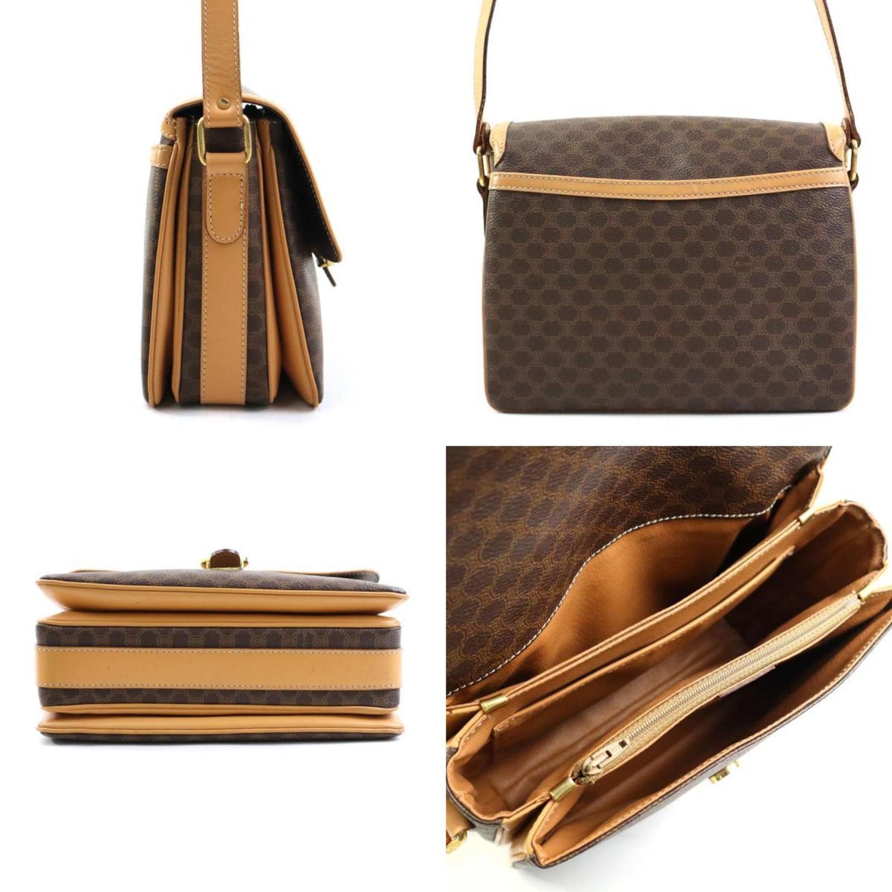 CELINE Shoulder Bag Macadam Coated Canvas