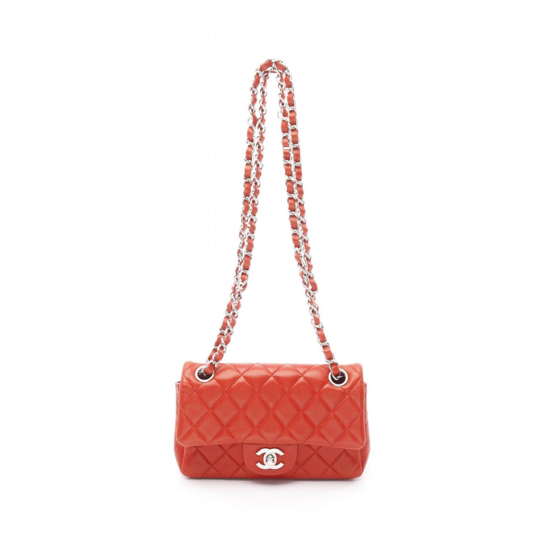 CHANEL Matelasse Shoulder Bag Lambskin (Sheepskin) Red
