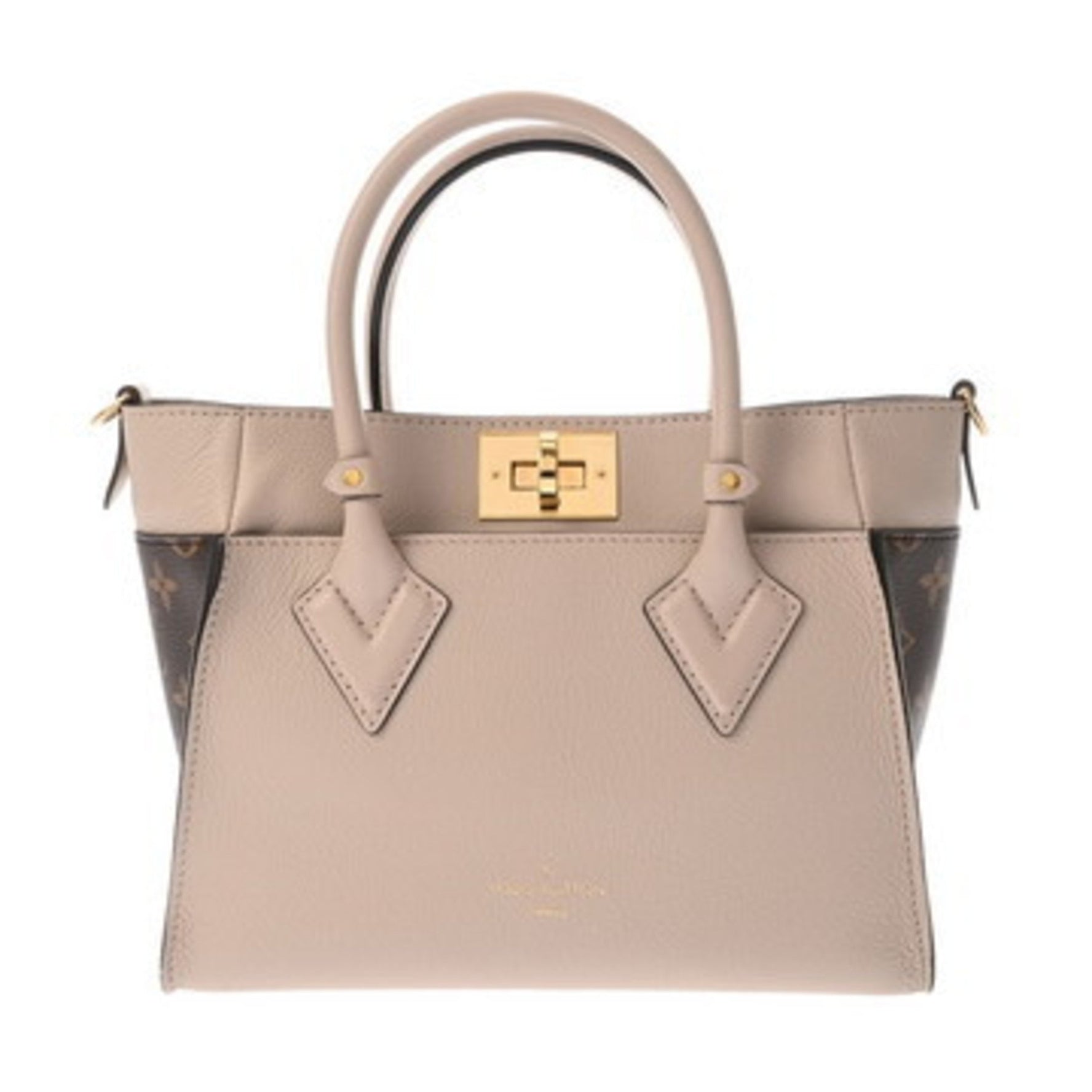 LOUIS VUITTON Monogram On My Side PM Greige Canvas and Calfskin Bag
