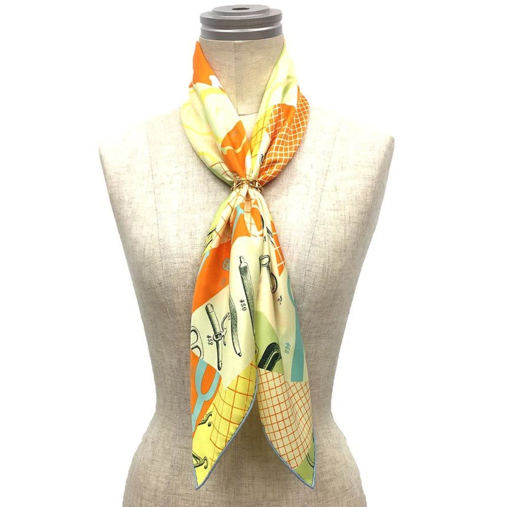 HERMES Carré 70 Les Petits Papier d'Herm's (Les Papiers) Yellow Silk Scarf