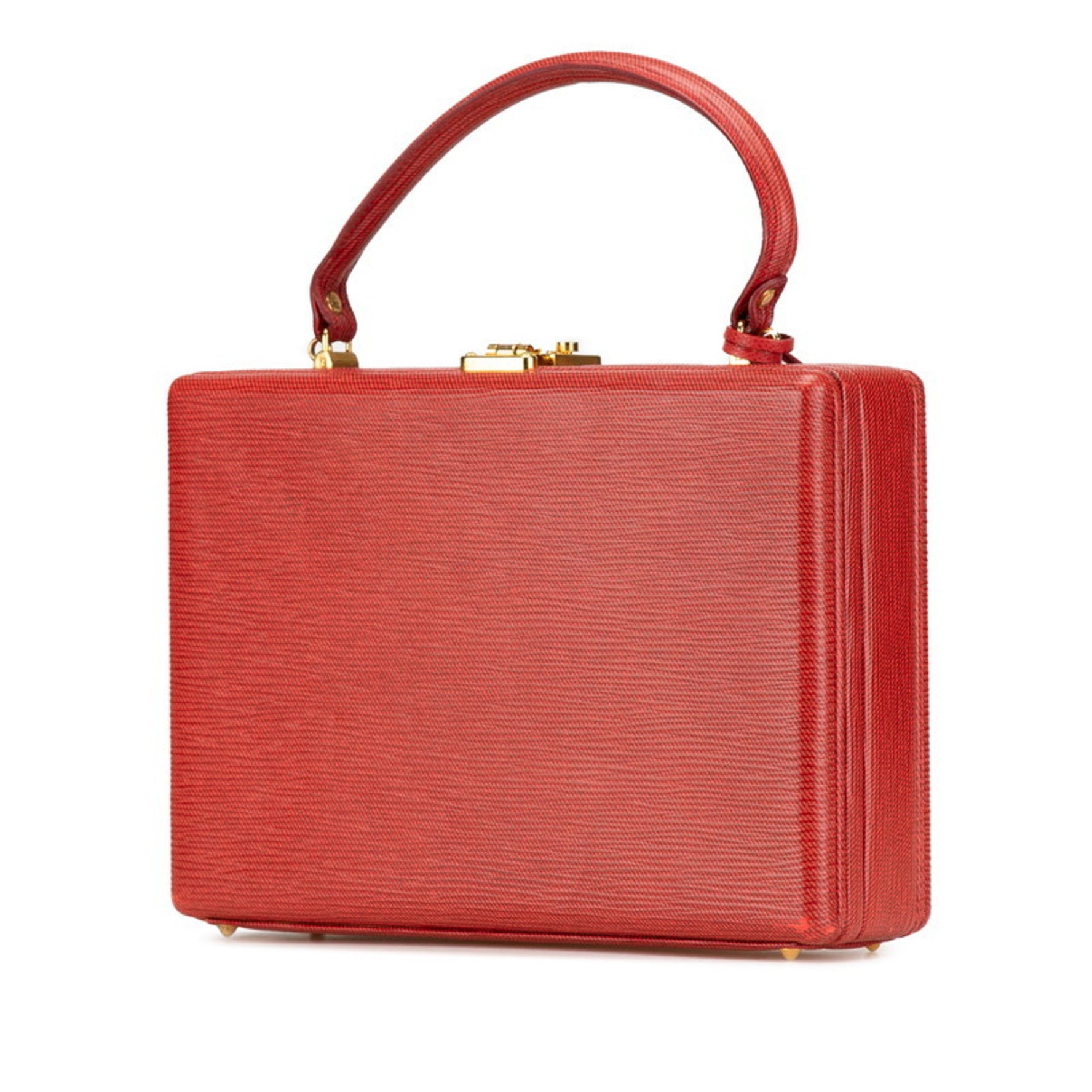 FENDI Mini Trunk Attache Case Shoulder Bag Red Leather