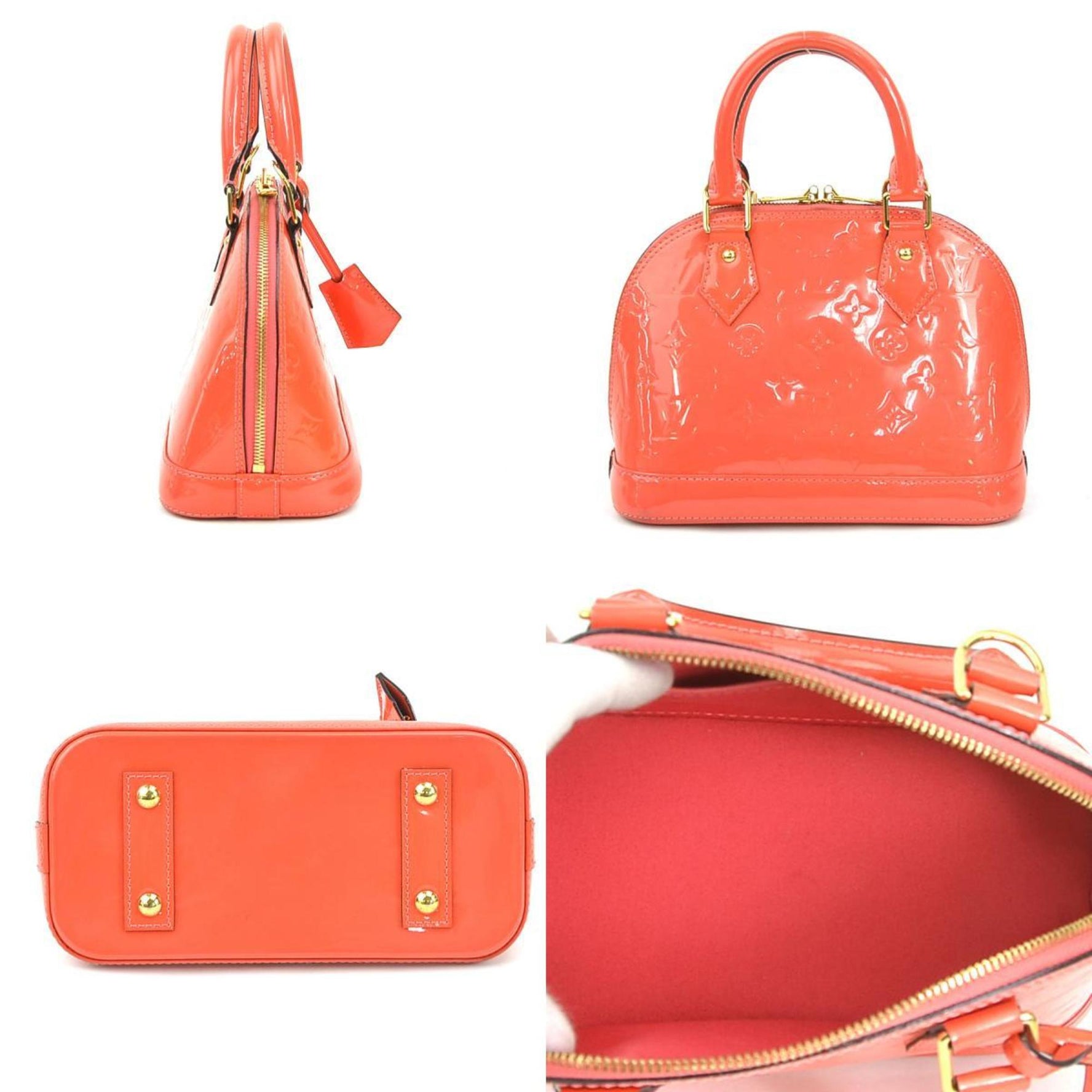 Louis Vuitton Handbag Shoulder Bag Monogram Vernis Alma BB Patent Leather Orange Pink Gold