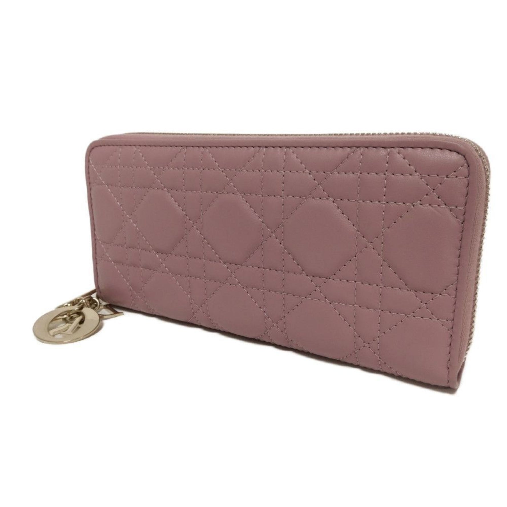 Christian Dior Dior Long Wallet Lady Voyageur Current Round Cannage Lavender