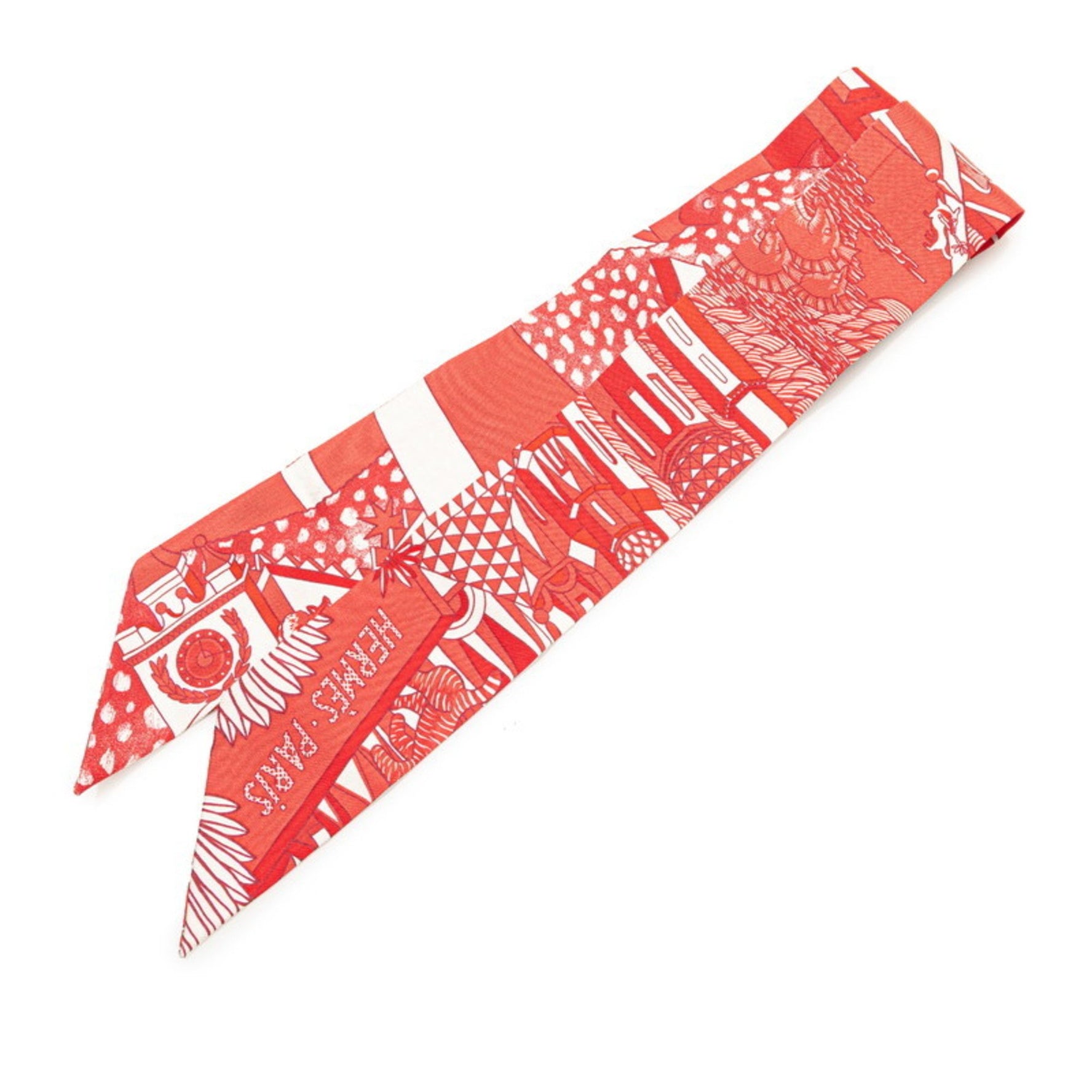 Hermes Twilly ANIMAPOLIS Scarf, Red Multicolor Silk