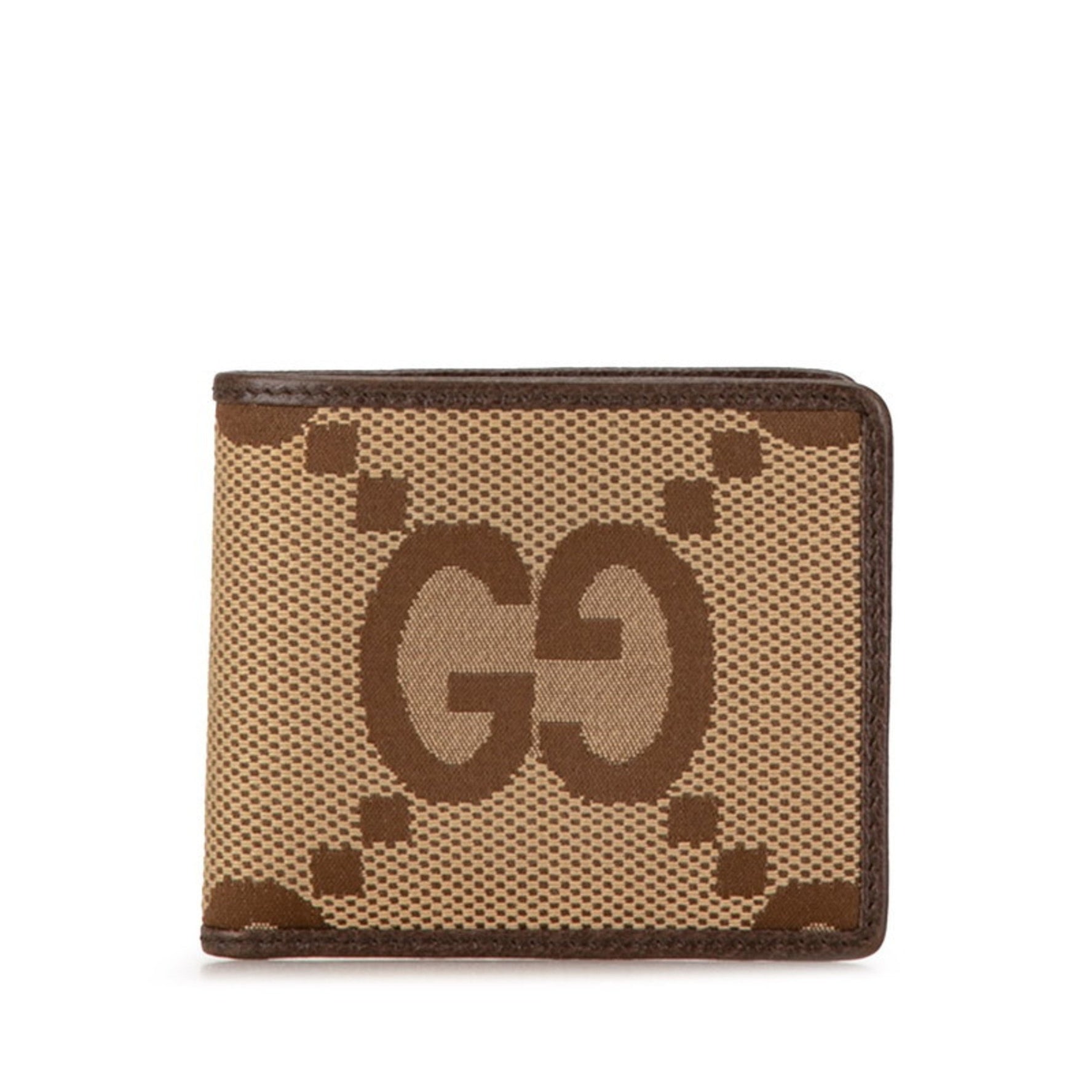Gucci Jumbo GG Canvas Bi-fold Wallet Beige Brown Leather