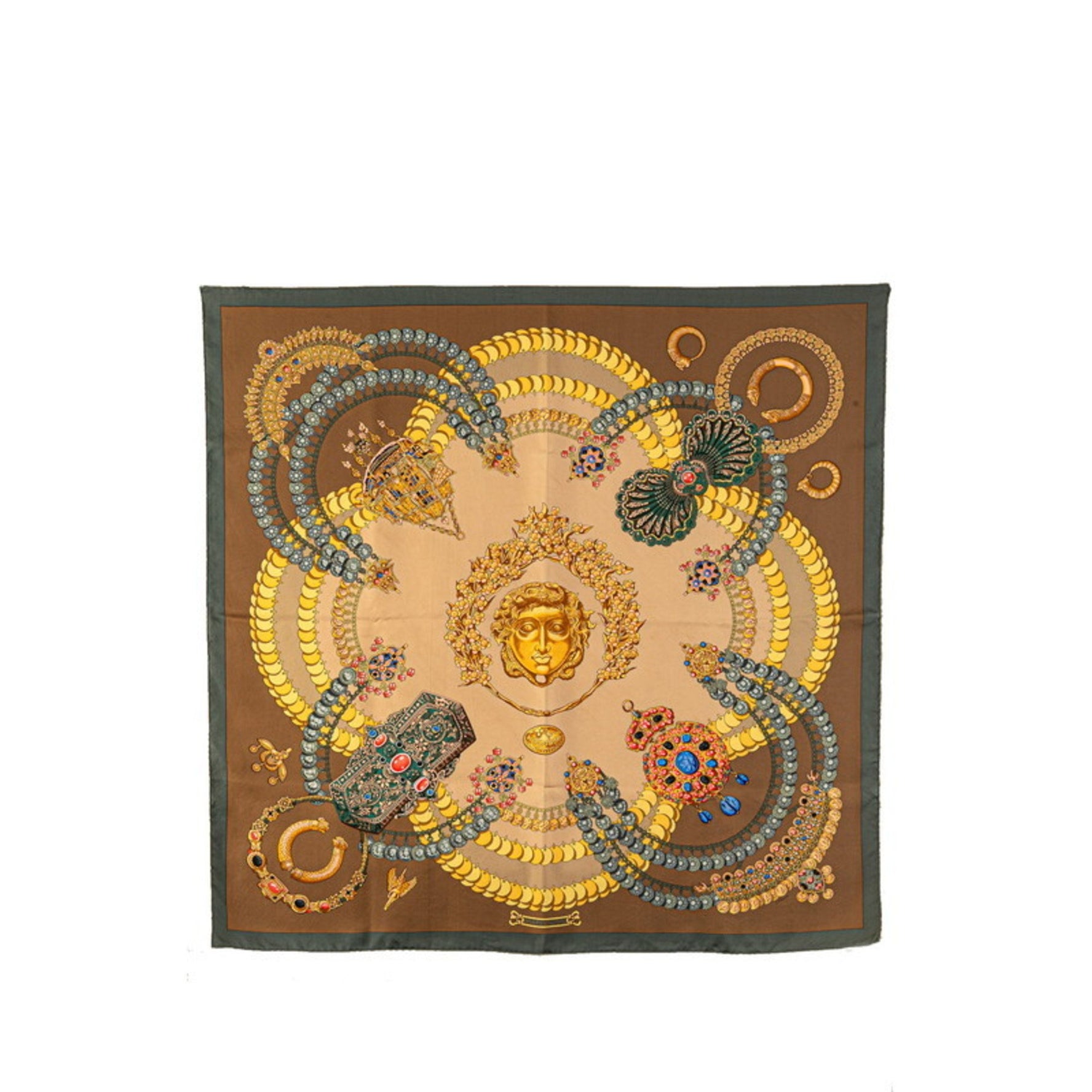 Hermes Hermès Carré 90 KOSMIMA Space Scarf, Brown Multicolor Silk