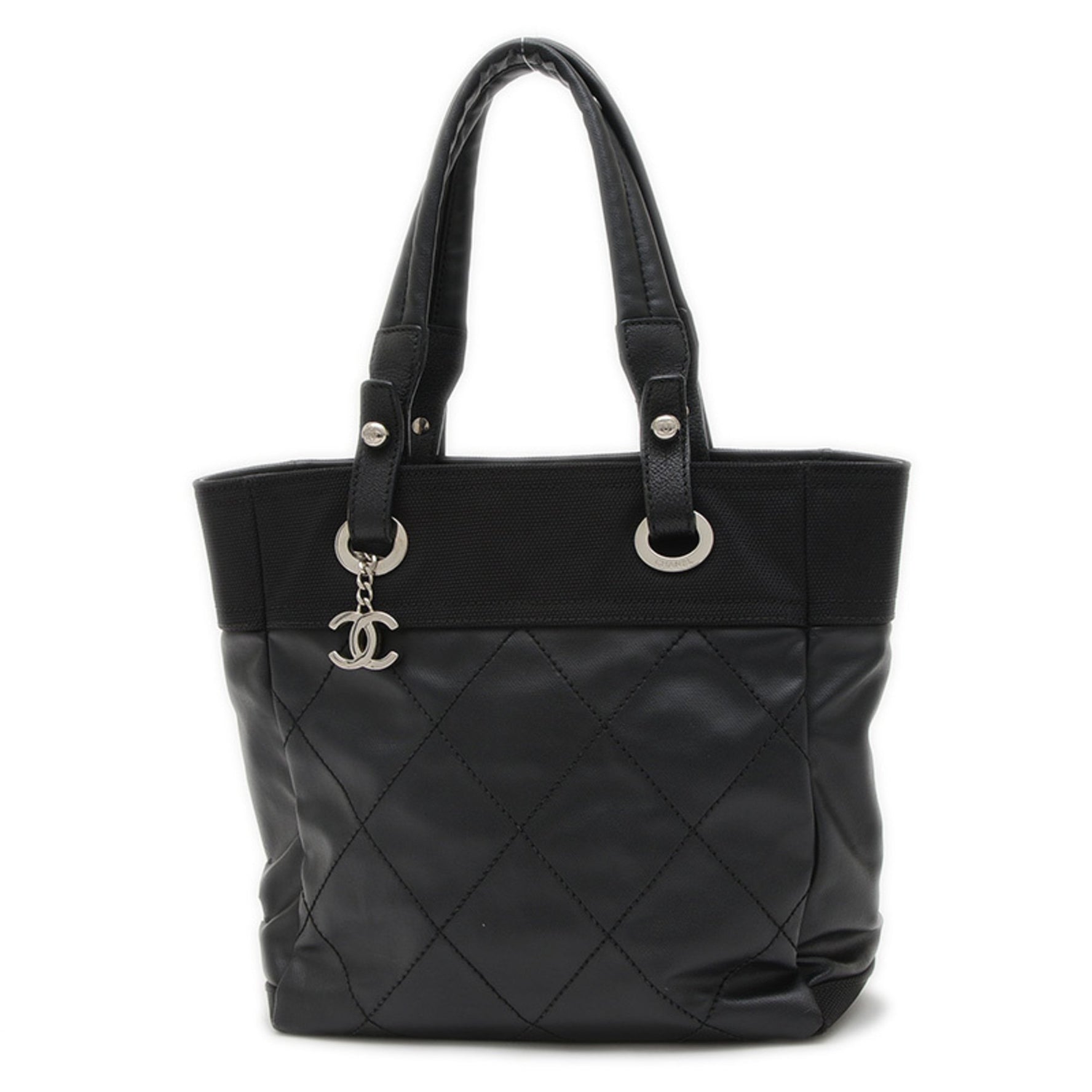 Chanel Paris Biarritz Tote PM Bag Silver Hardware