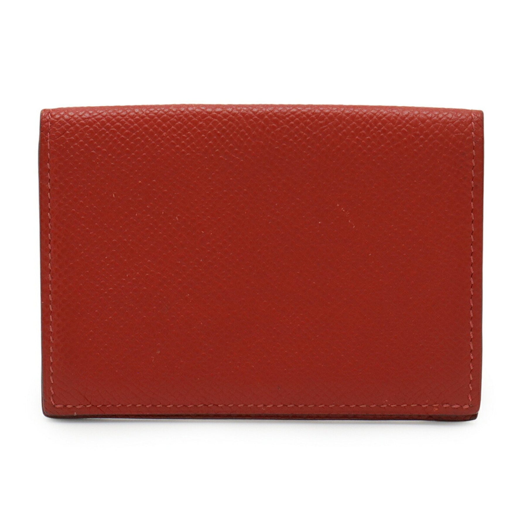 HERMES Card Case, Business Holder, Pass Veau Epsom Leather, Red, □P Stamp