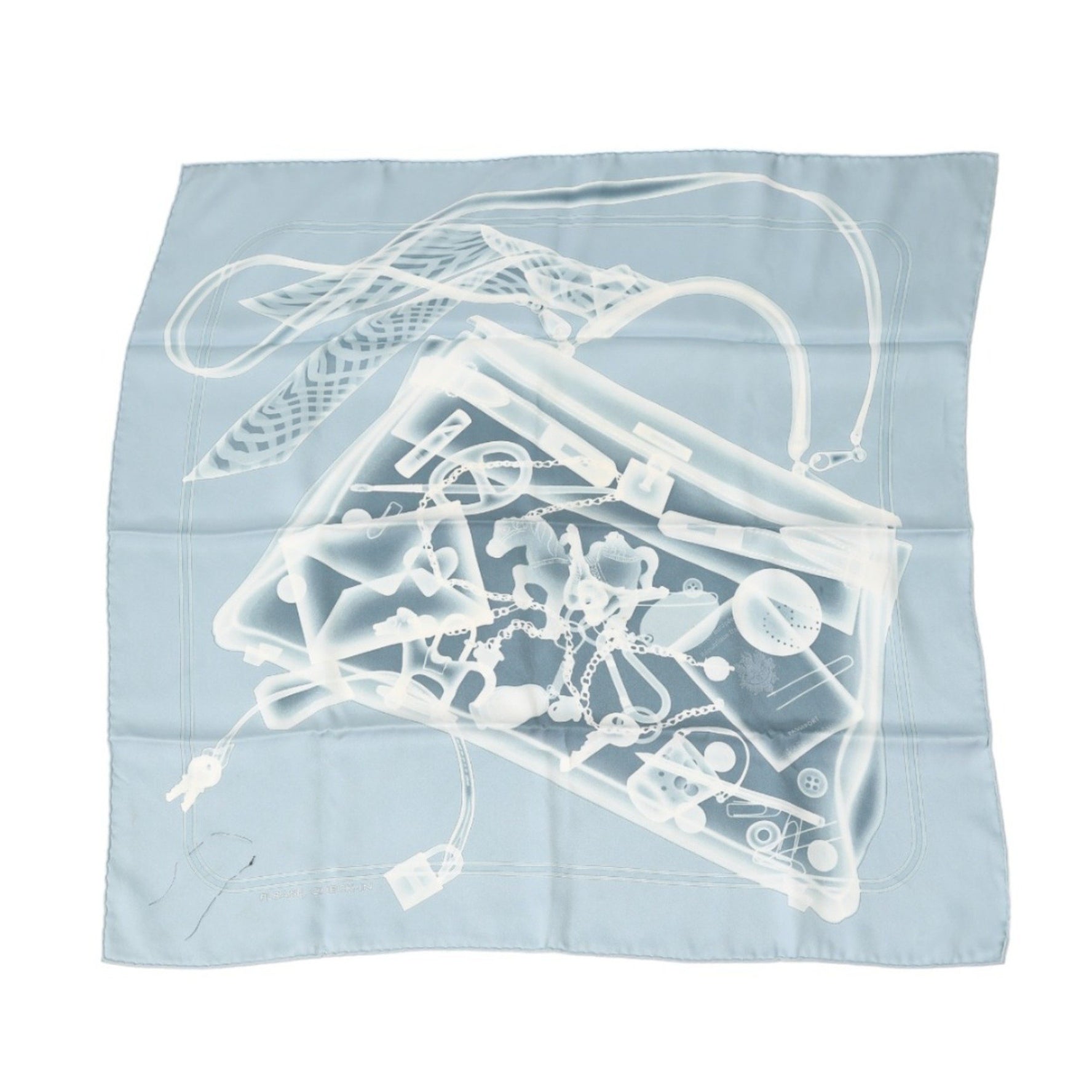 HERMES Scarf Blue Gray